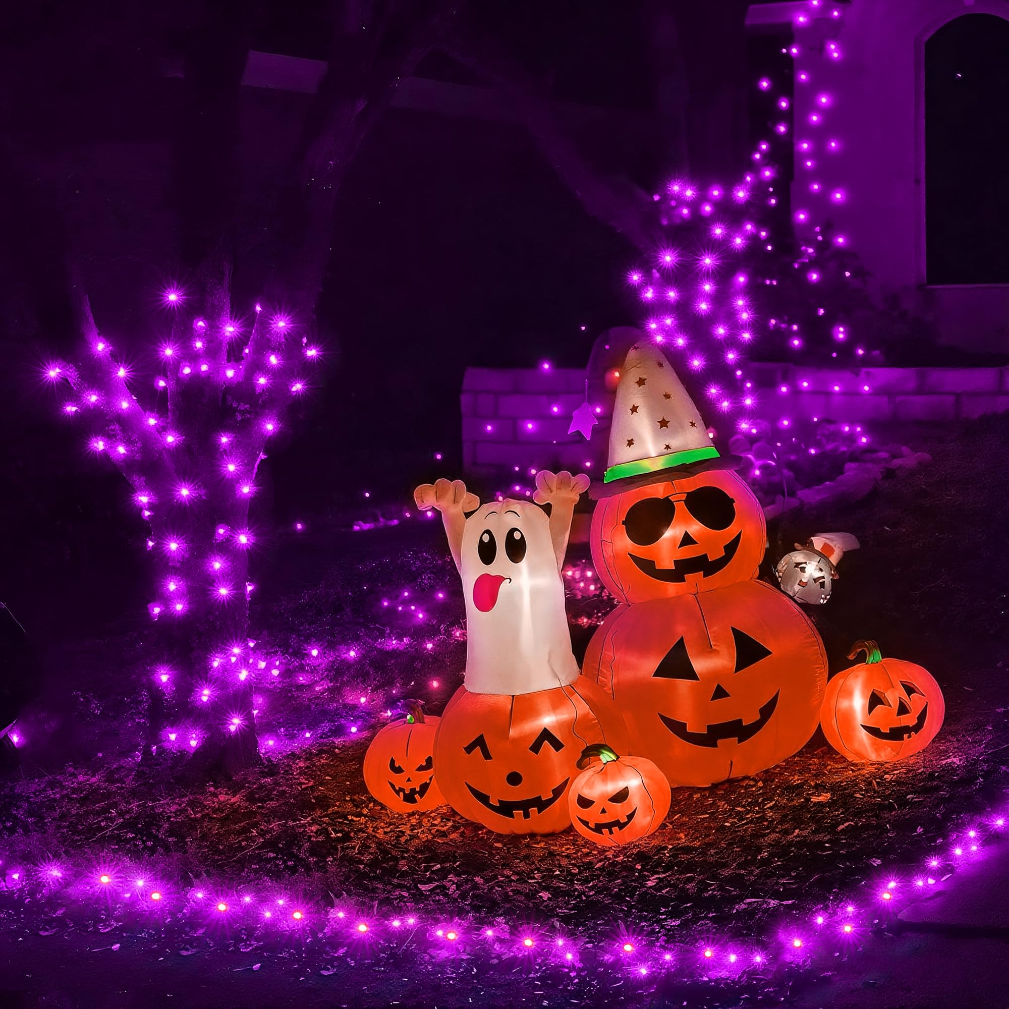 Wbao Halloween Lights 300Led 108Ft  Super Bright Led String Lights With Ul Certified  8 Lighting Modes  Timer  Connectable  Memory & Waterproof For Indoor Outdoor Halloween Decorations  Purple
