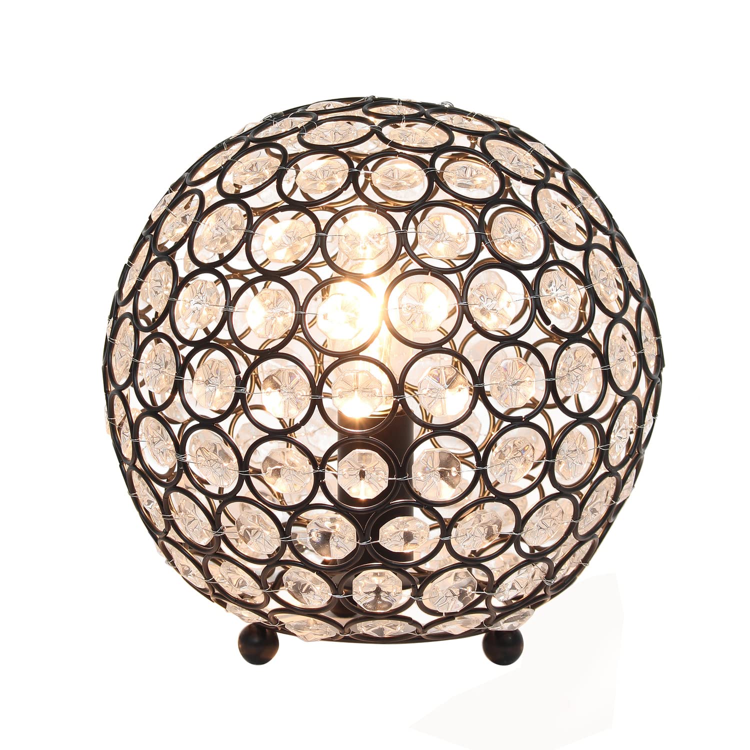 LALIA HOME Elipse Medium Table Lamp - 8in Metal Crystal Orb - Restoration Bronze - Model 1270-LHT-3009-RZ