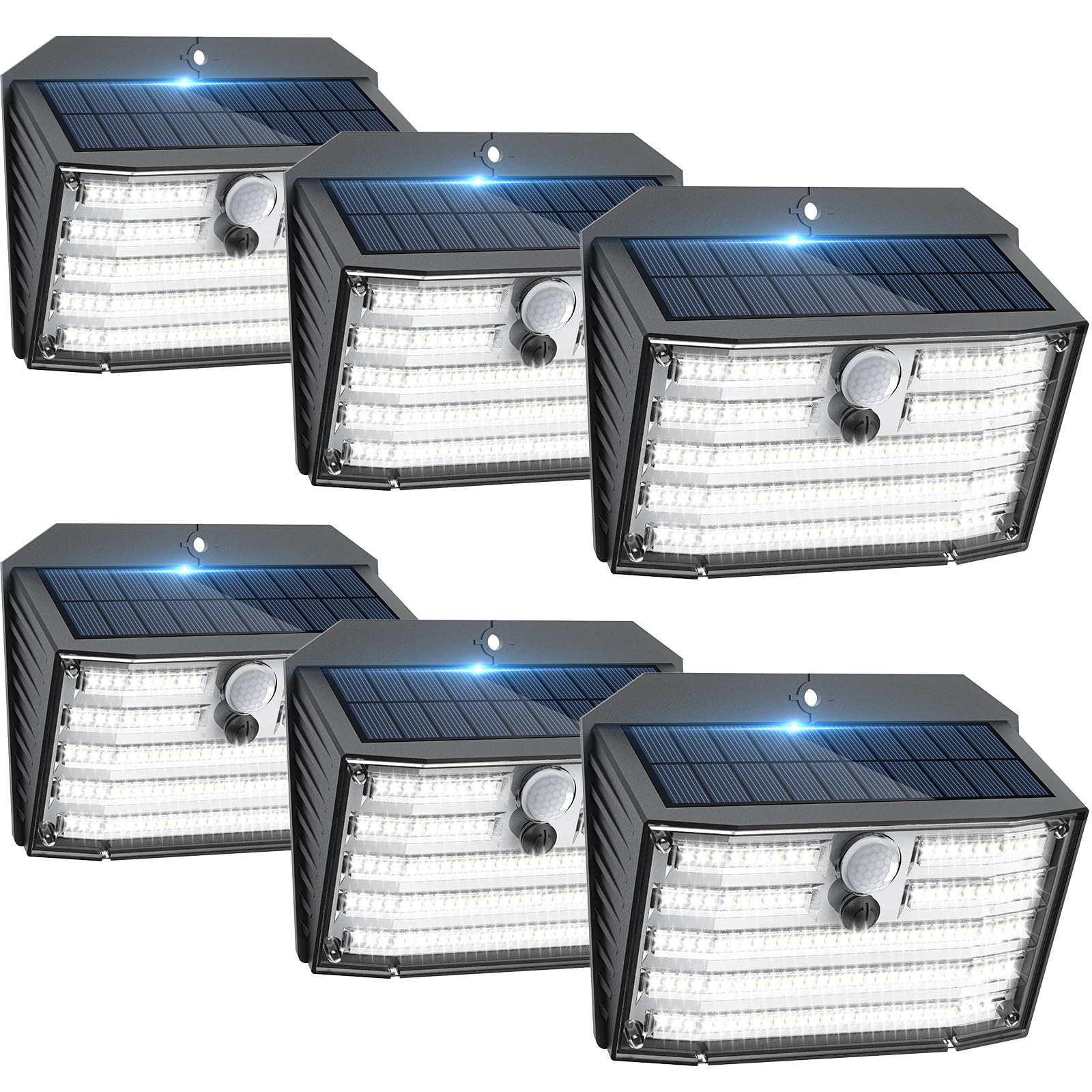 [6 Packs] Solar Motion Lights Outdoor, Ultra Bright Solar Fence Lights with Motion Sensor, IP65 Waterproof Security Lights 3 Mod