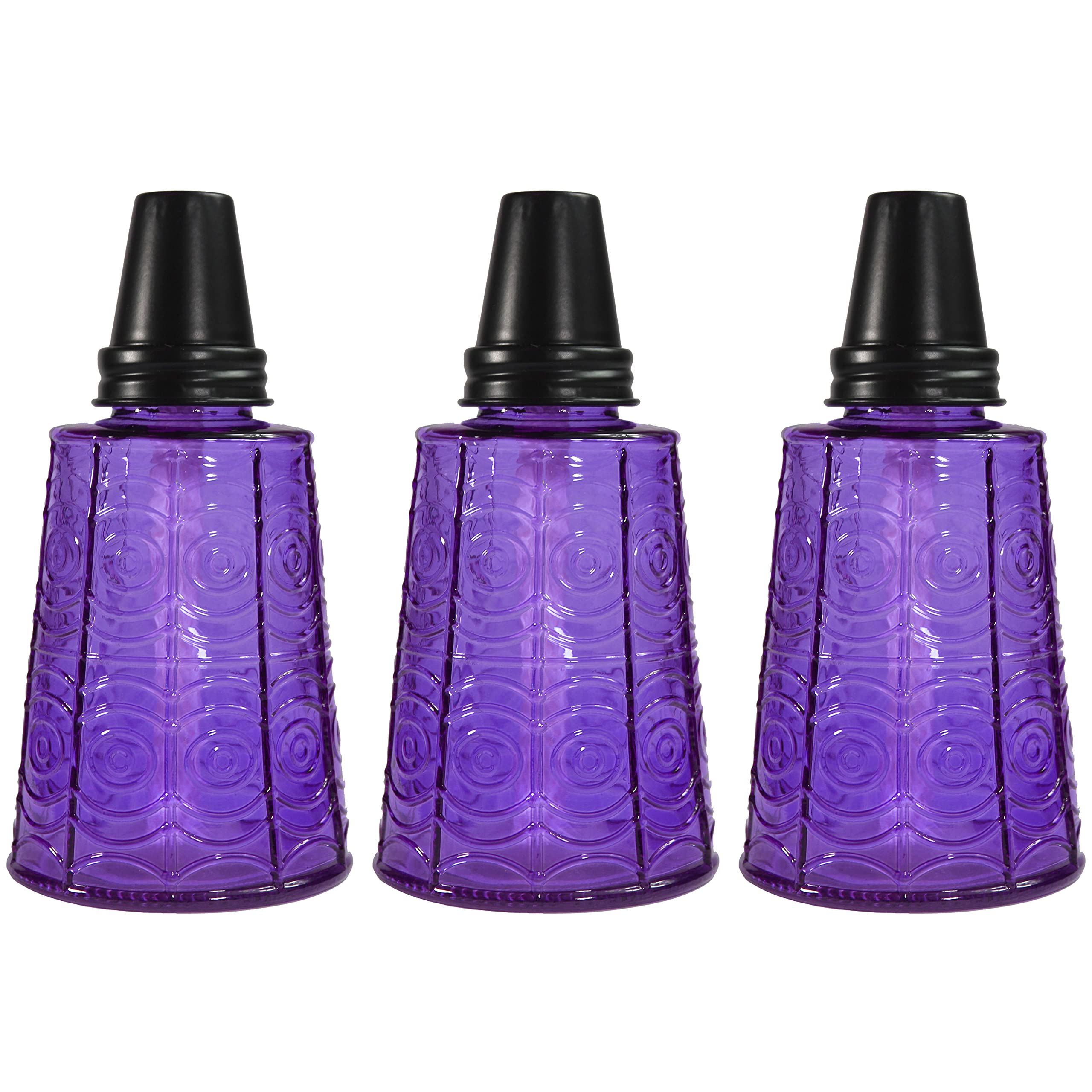 Seraphic Citronella Table Top Torches, 16oz Decorative Glass Candles, Set of 3, Purple