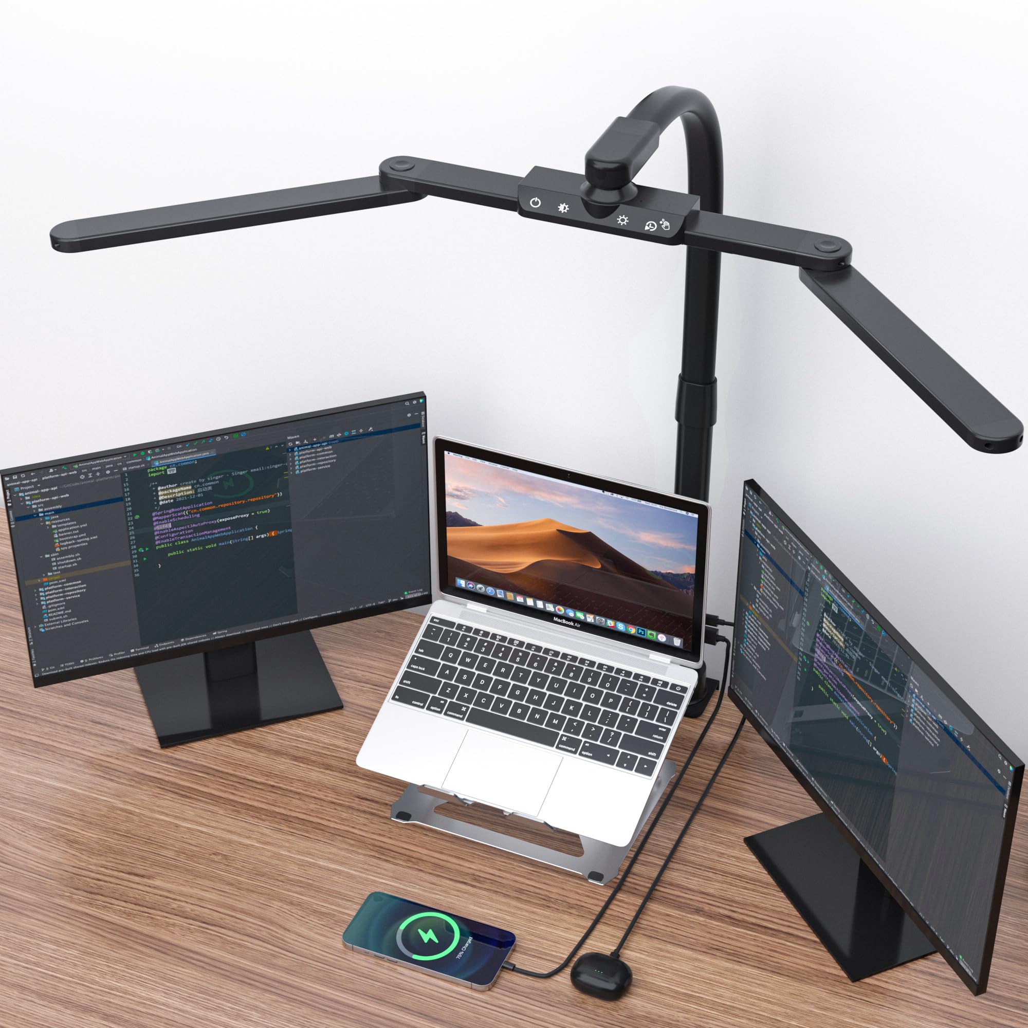 SUPERDANNY LED Desk Lamp for Home Office with USB Charging Port