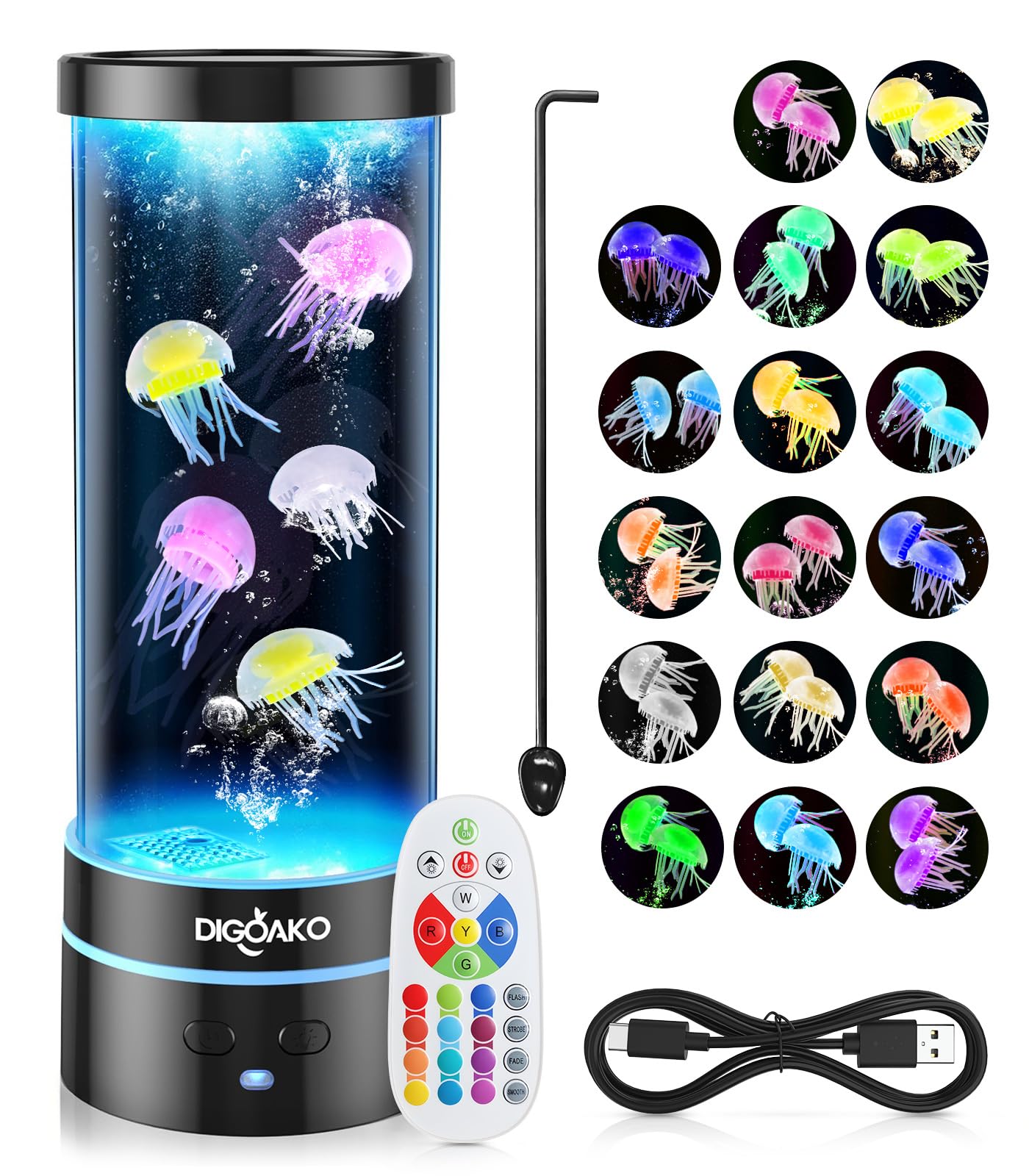 Jellyfish Lamp: Led Jellyfish Tank Lamp  17 Color Changing Dimmable Aquarium Night Light For Home Office Decor Birthday Christmas Gifts For mature-themeds Kids(Led Decorative)