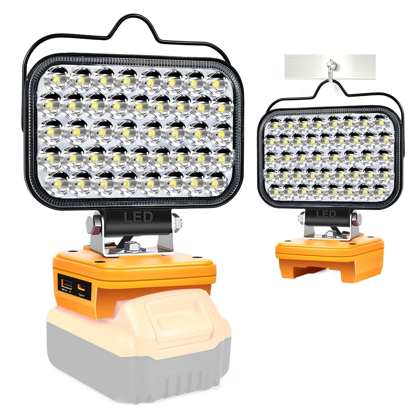 LED Work Light for Dewalt 20V Battery,108W 5400LM Flashlight,Portable Flood Light, Cordless Battery Light with USB &Type C Charg