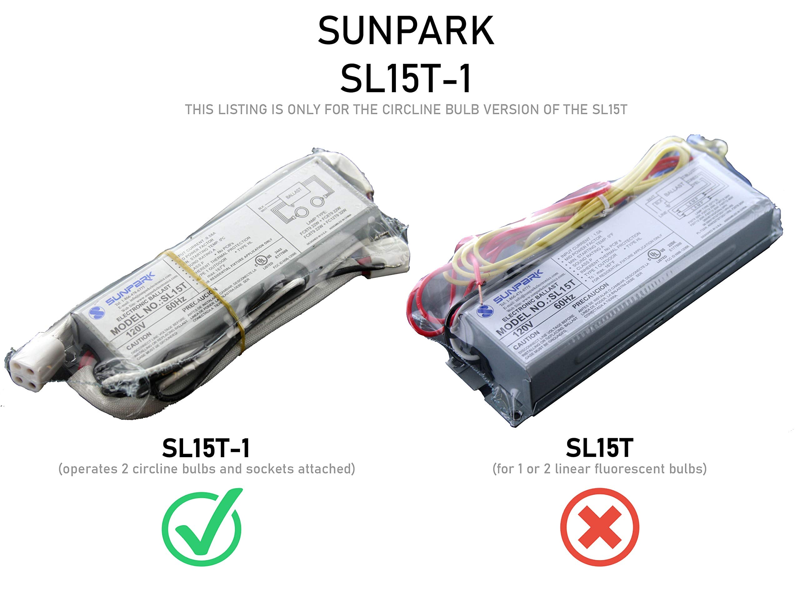 Sunpark Sl15T-1 Electronic Circline Ballast With Lamp Holders Attached
