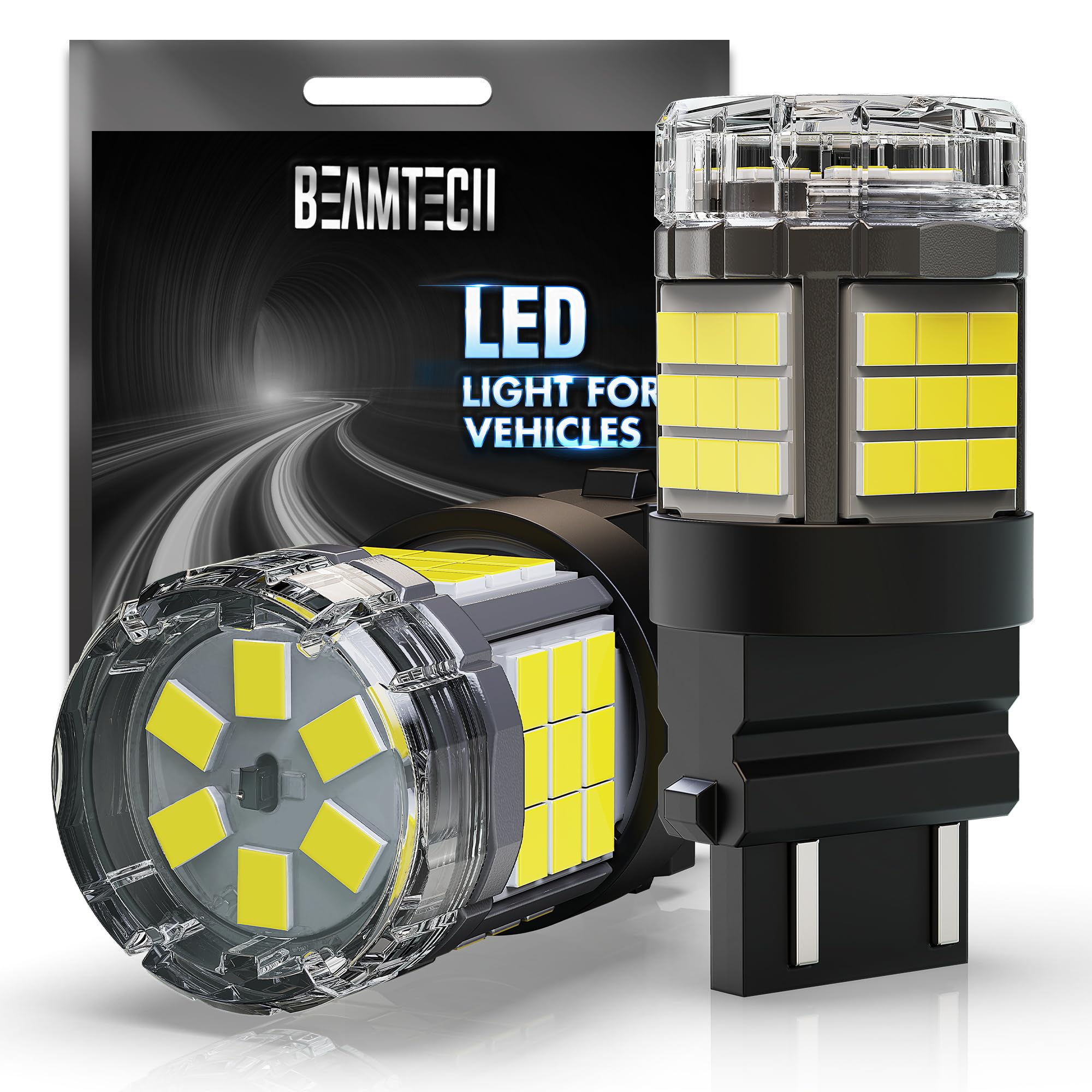 BEAMTECH 3157 LED Bulbs, 6500K White, CANBUS Compatible, Super Bright for Tail Lights, Brake Lights, Pack of 2