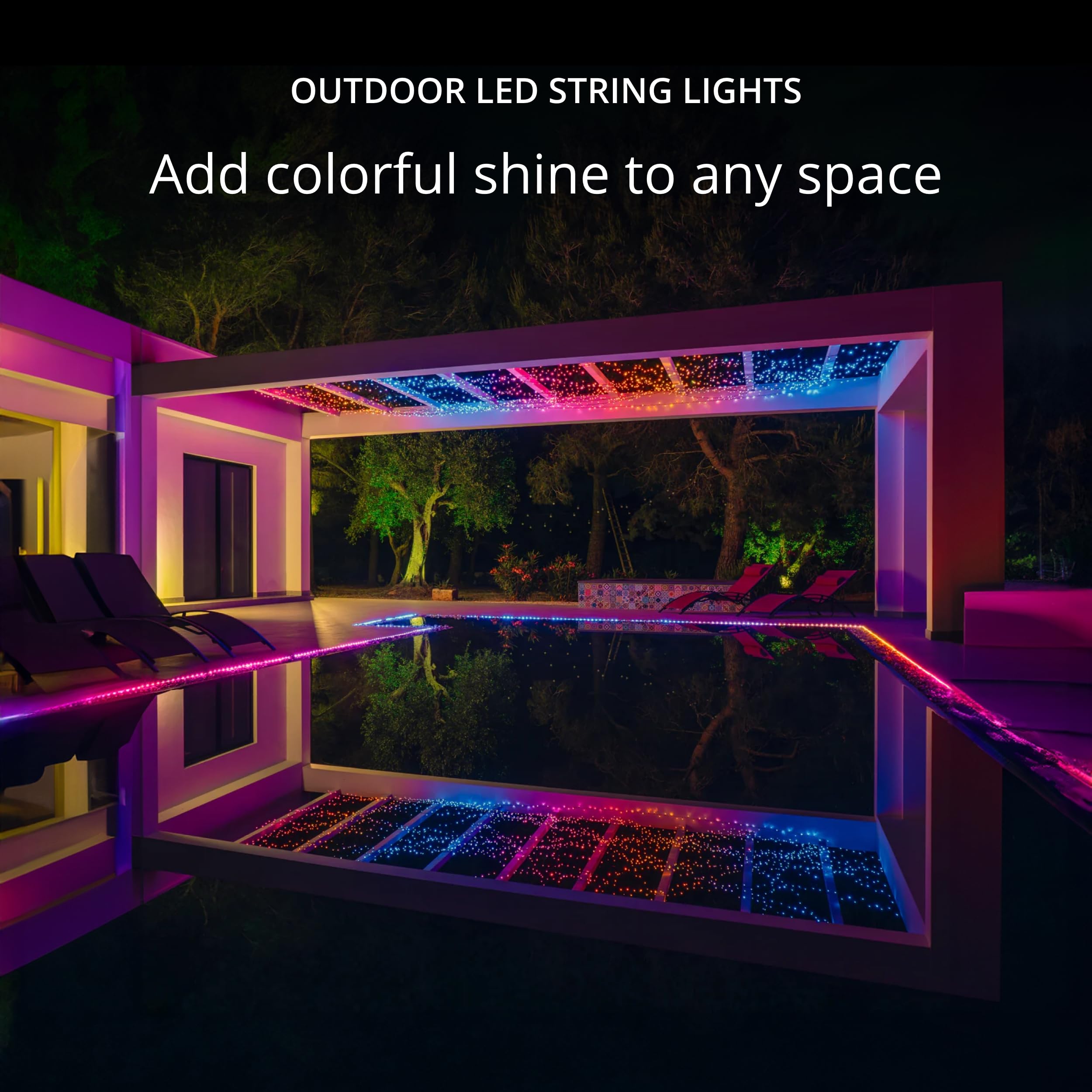 Twinkly 400 Led Rgb String Lights, Smart Outdoor/Indoor, Compatible With Homekit/Alexa/Google Home, Ip44, Black Cable, 32M