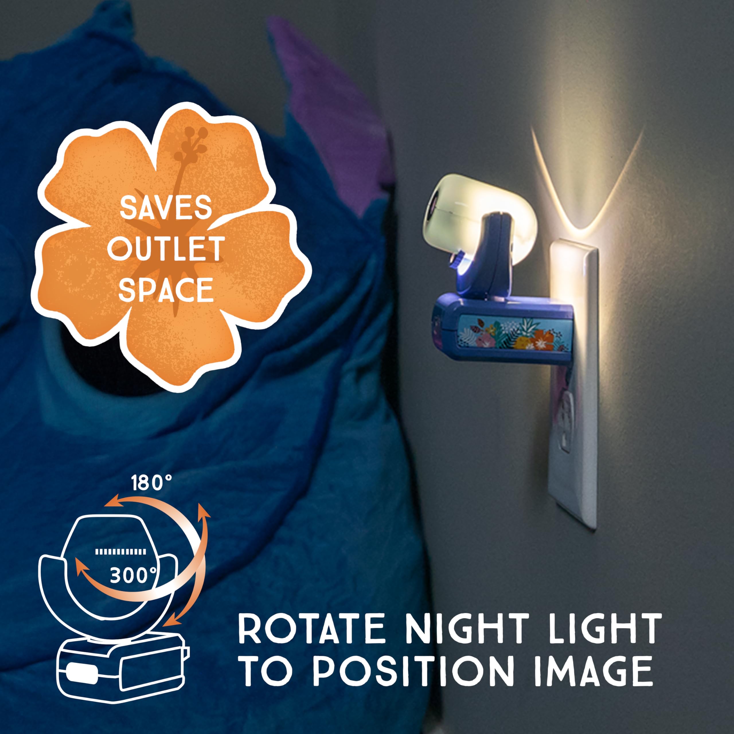 Projectables Disney Lilo and Stitch LED Night Light Projector, Plug-in, UL-Listed, Blue, 1 Pack, Model 84867