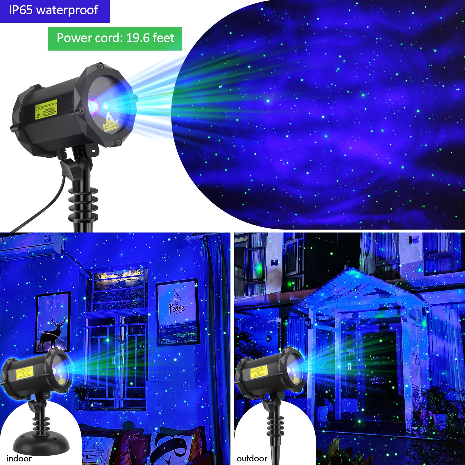 Dalanpa Firefly Garden Lights Laser Star Projector, Outdoor Decorative Lighting With Blue Nebula For Garden Indoor Outdoor