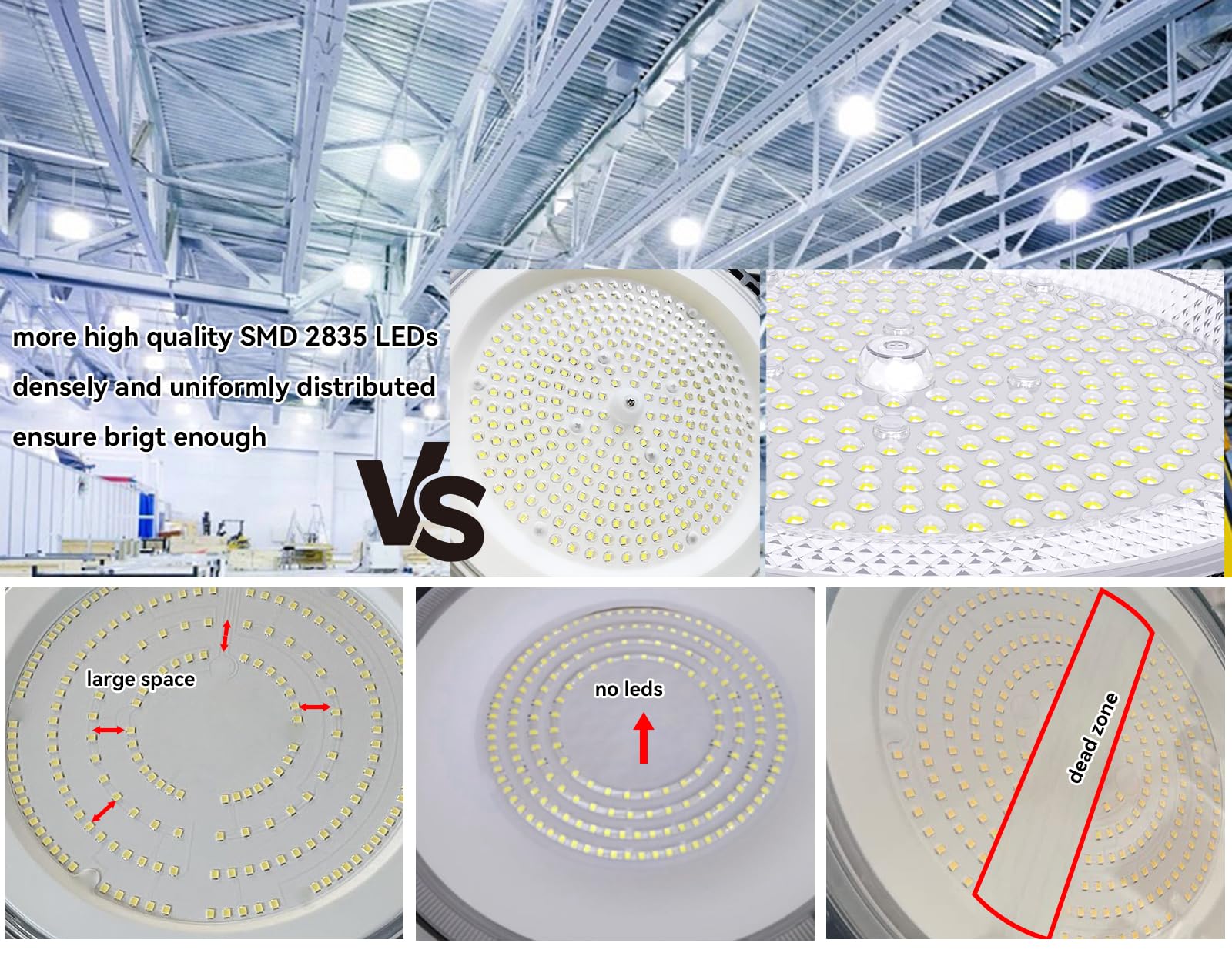 2Pack Led Shop Lights 150W 6500K 22500Lm Bright Warehouse Lights Ufo High Bay Commercial Garage Lighting Products Shed Working L