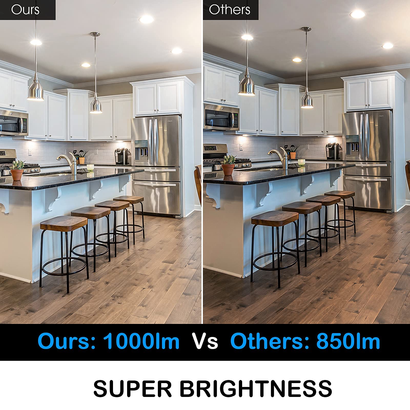 Energetic 5/6 Inch Led Recessed Lighting, 1000Lm, 3000K Warm White Downlight, 12W=150W, Dimmable Led Can Light, Wet Rated, Simpl