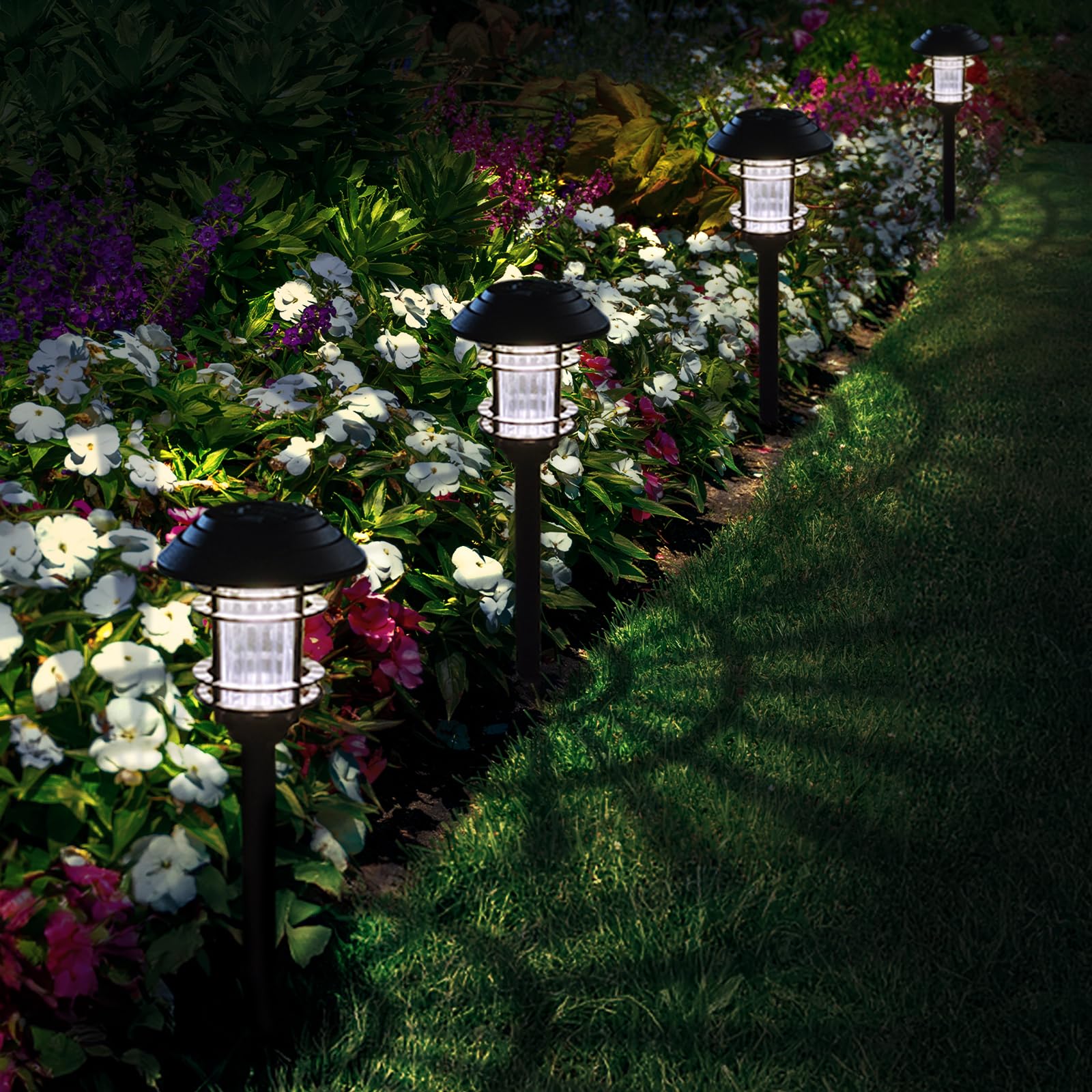 Azirier Solar Lights Outdoor Waterproof, 8 Pack LED Solar Garden Lights for Yard, Patio, Walkway, Landscape, Planter