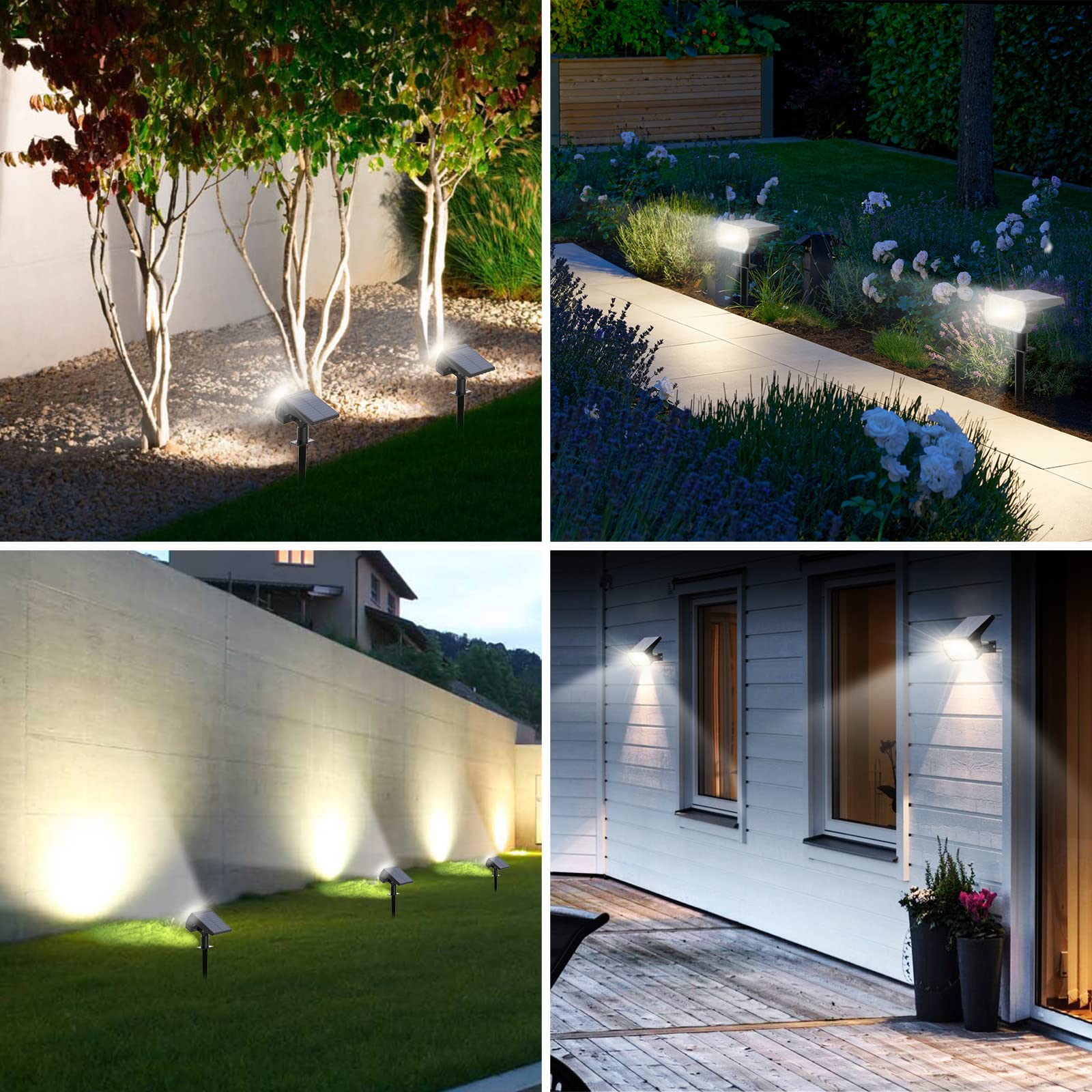 Solar Spot Lights Outdoor Waterproof Ip65, [2 Pack/52 Led] 2-In-1 Solar Landscaping Spotlights, 3 Lighting Modes Solar Powered G