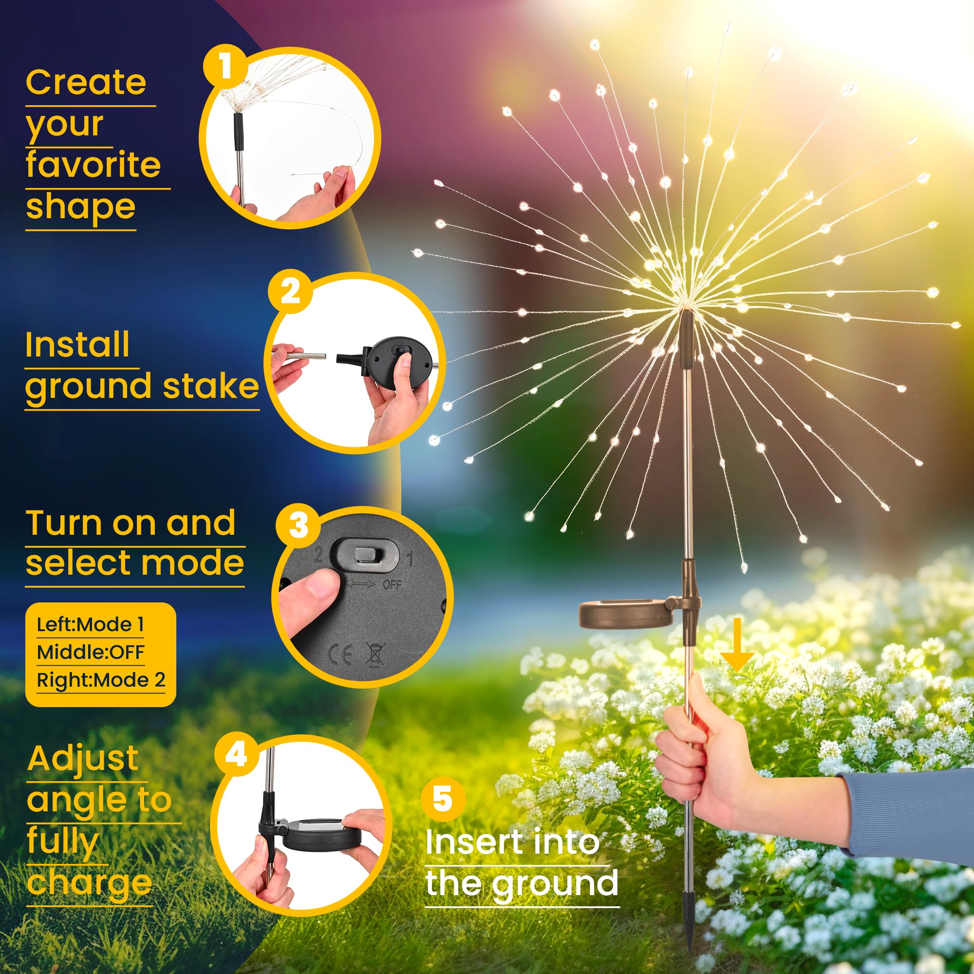 Gigalumi Garden Outdoor Decor Lights 120Led 2Pack, Solar Garden Lights For Yard Outside Fairy Garden Lights Decorative, Solar Lights For Yard Pathway Flowerbed Planter Balcony Patio Garden Decor