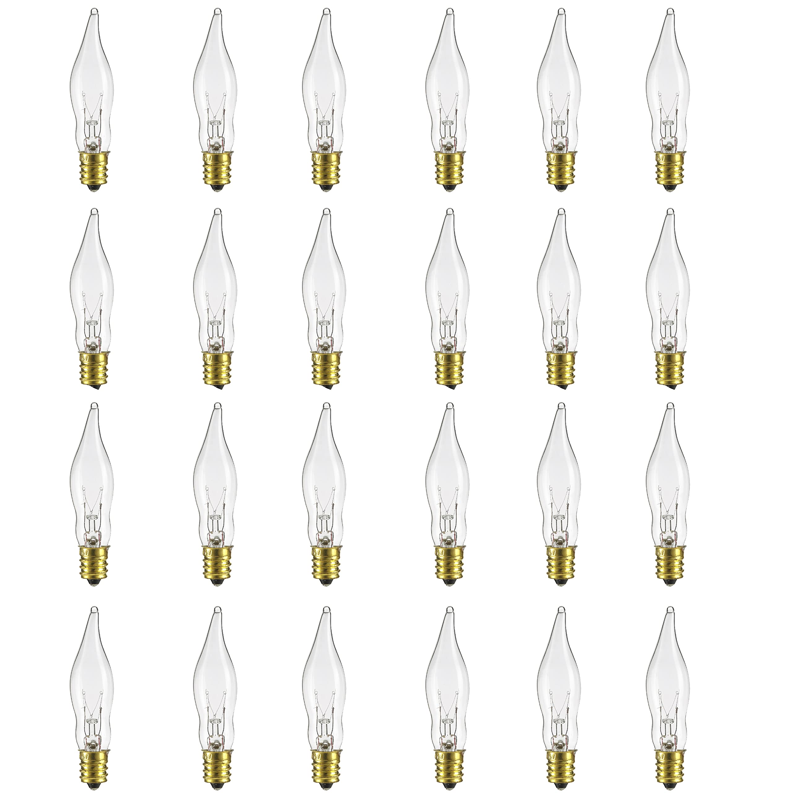 Sunlite 40342 Incandescent Petite Flame Tip Chandelier Light Bulb, 7 Watts, Candelabra Base (E12), Dimmable, For Chandeliers, Sc