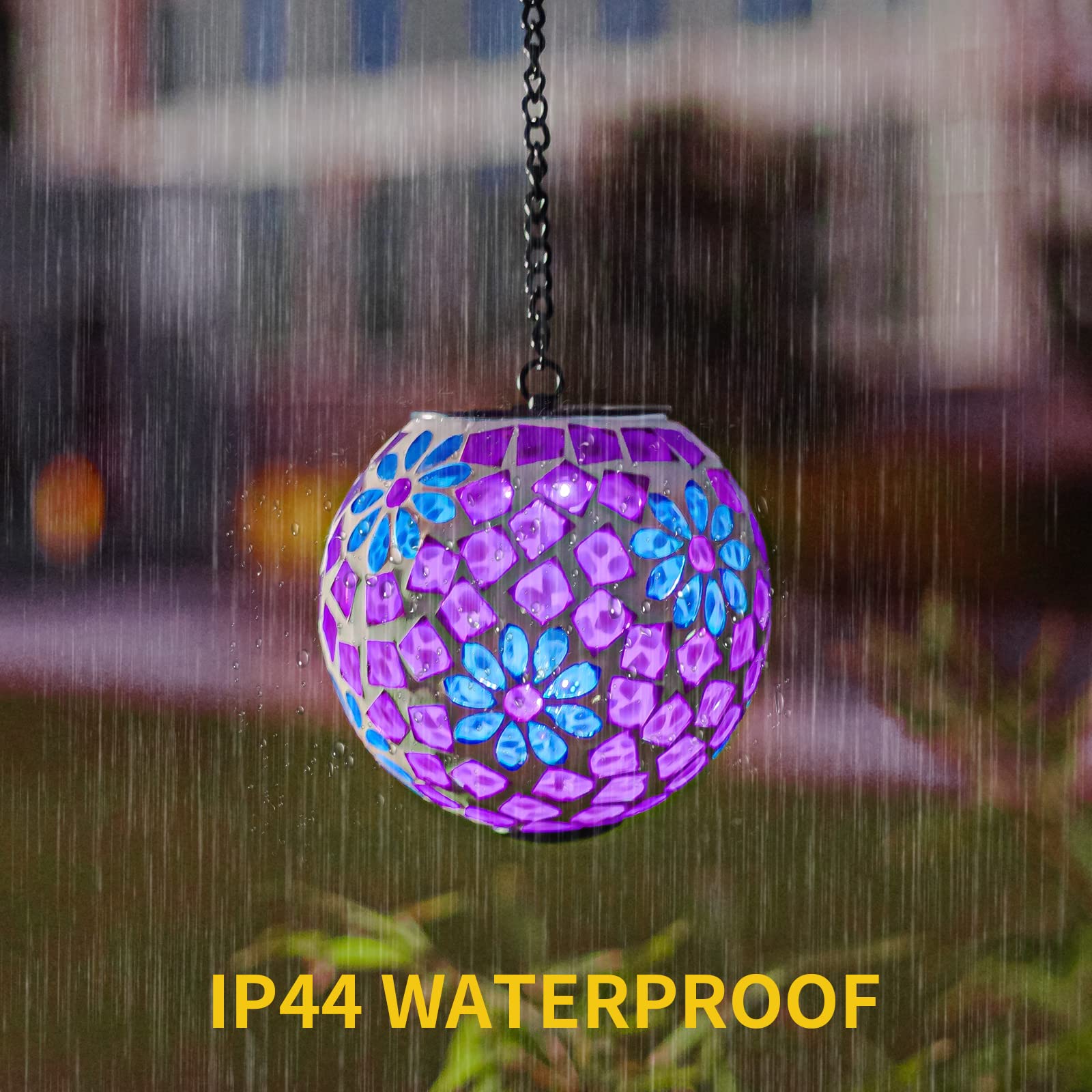 Vcuteka Solar Hanging Lights - Waterproof Mosaic Lanterns For Patio, Garden & Yard Decoration