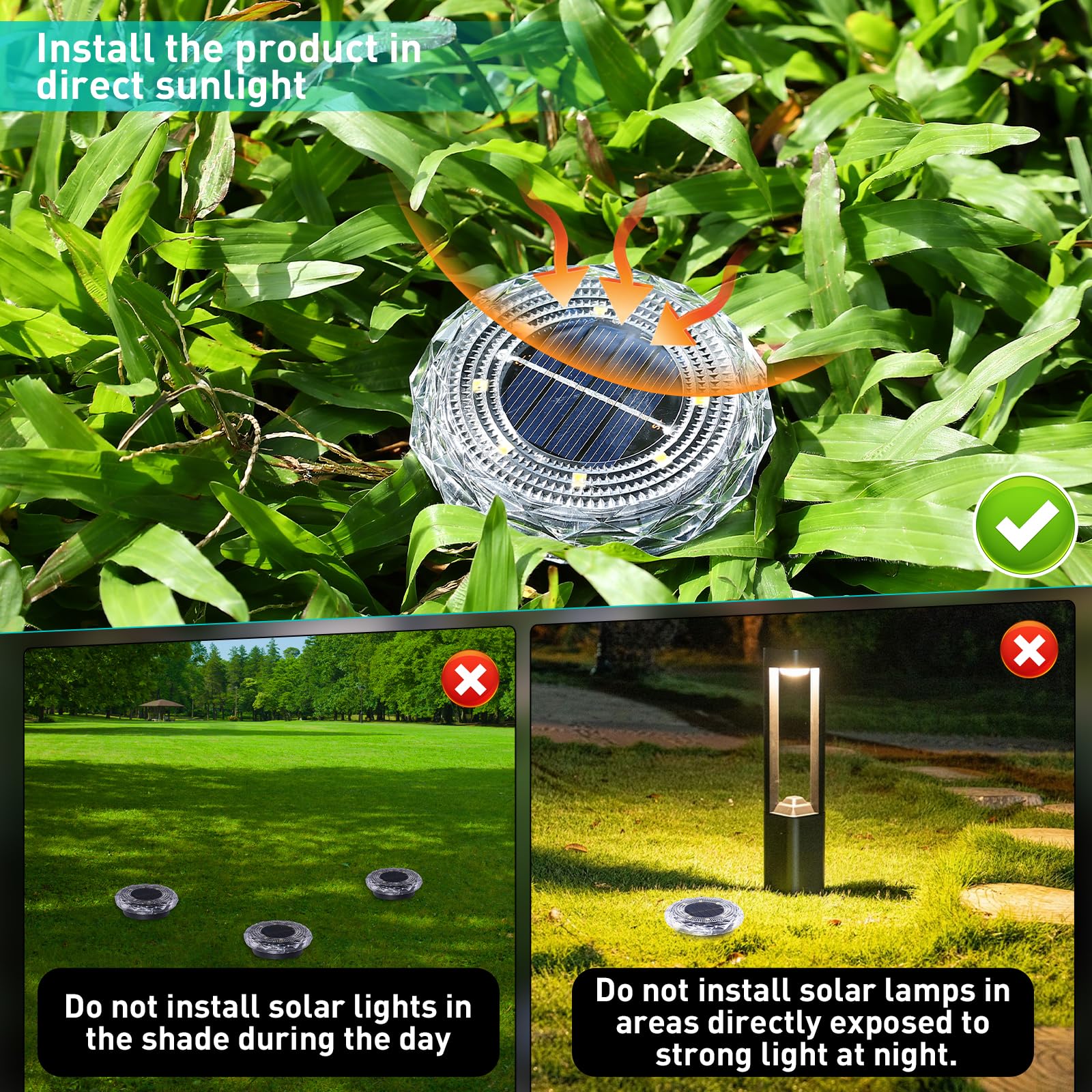 Fortulux Solar Ground Lights Solar Disc Light Outdoor Waterproof Landscape Lighting Garden Lights For Pathway  Yard  Deck  Lawn  Patio  Swimming Pool  Walkway(Cool  12Pack)