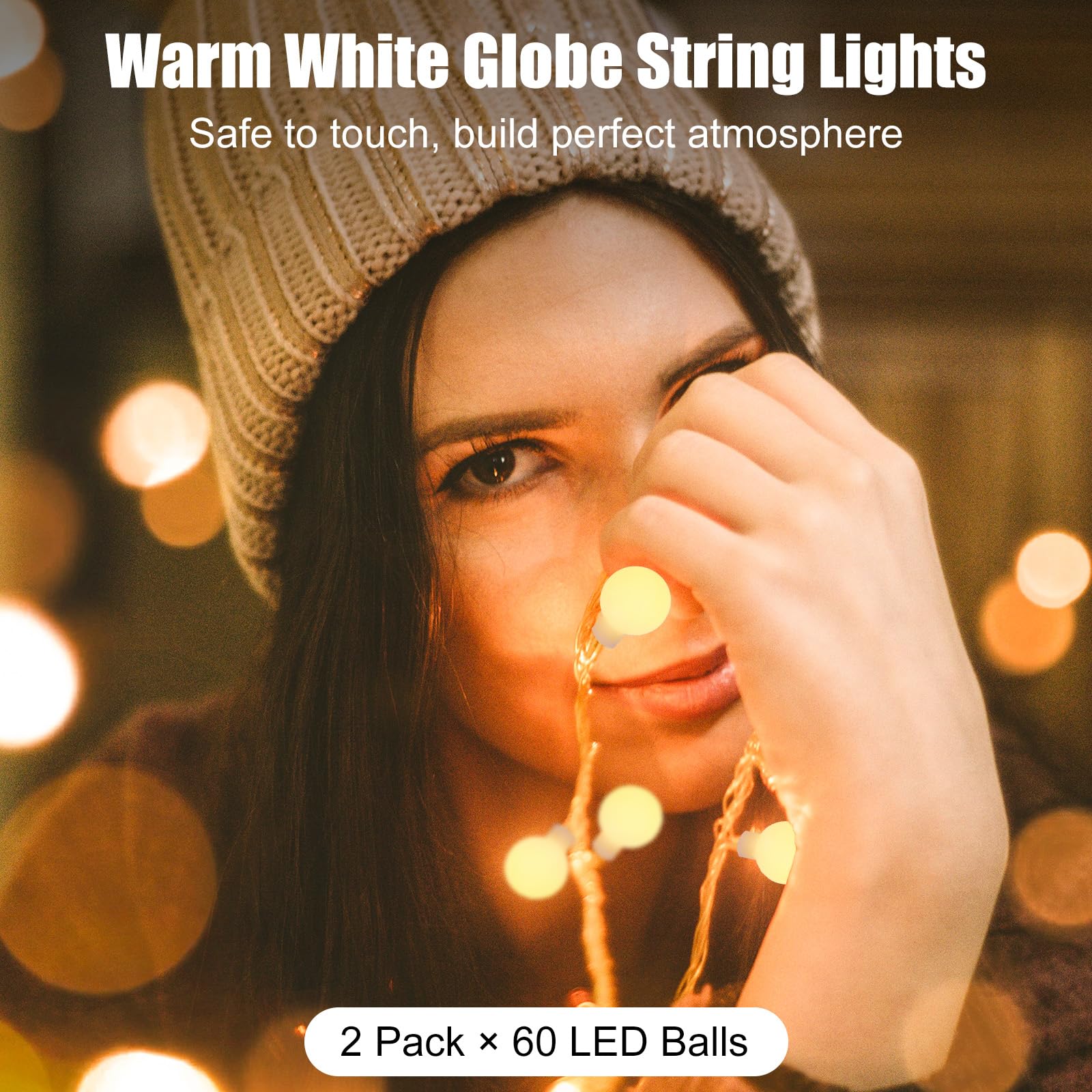 Minetom 2 Pack Globe String Lights - 21ft 60 LED Warm White Battery Operated Fairy Lights with Remote for Indoor/Outdoor Decor
