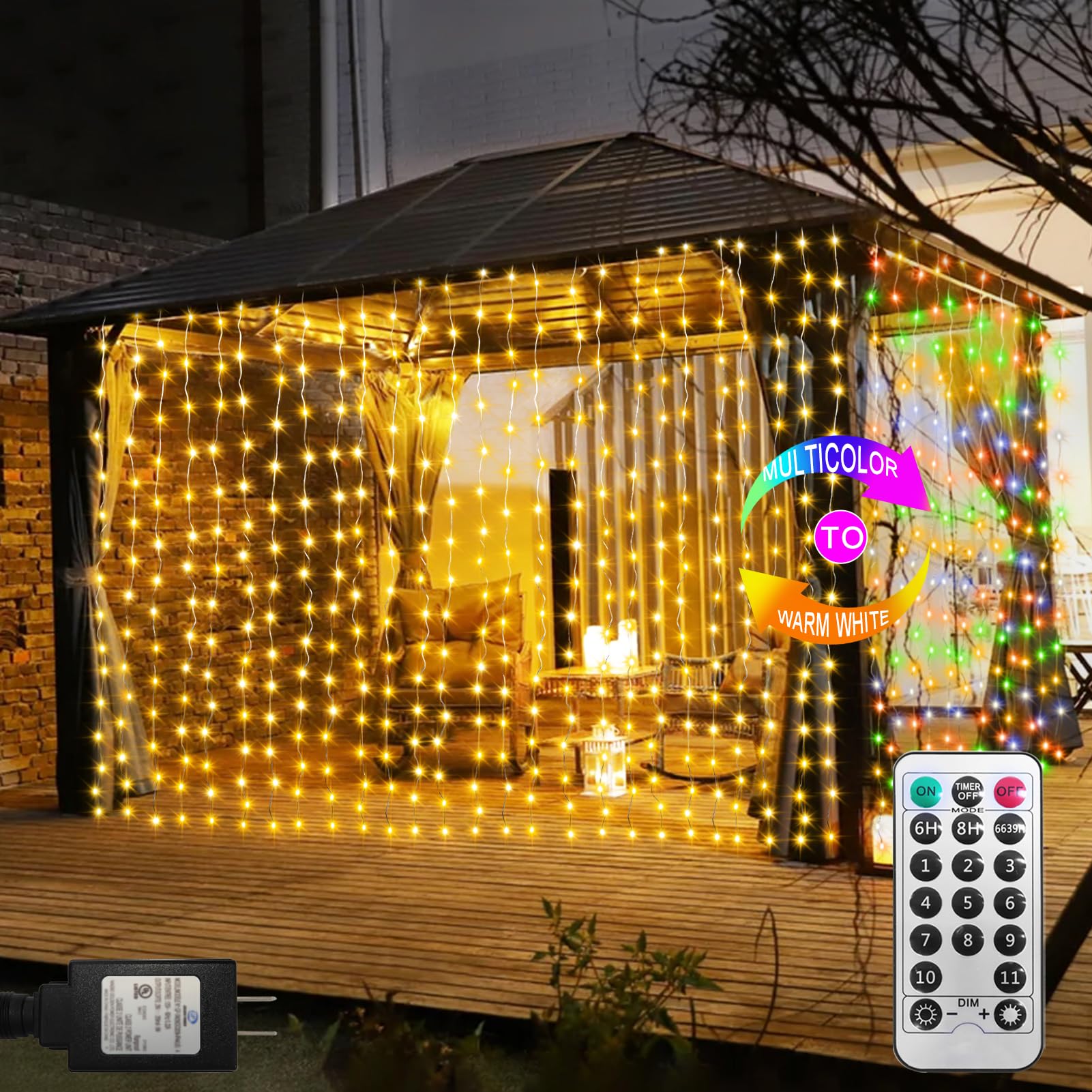 Zaiyw 600 Led Curtain Lights 20Ft X 10Ft, Dual Color Waterproof Fairy Lights For Party Decor