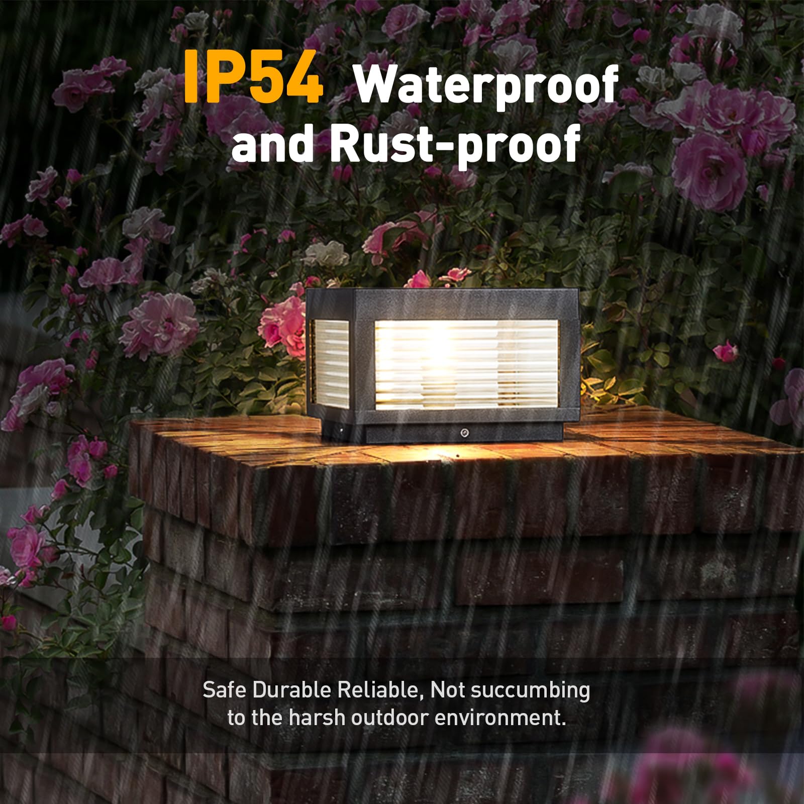 Mvbt 9.8&quot; Waterproof Outdoor Post Light, Modern Aluminum Pillar Lantern, 3000K Led