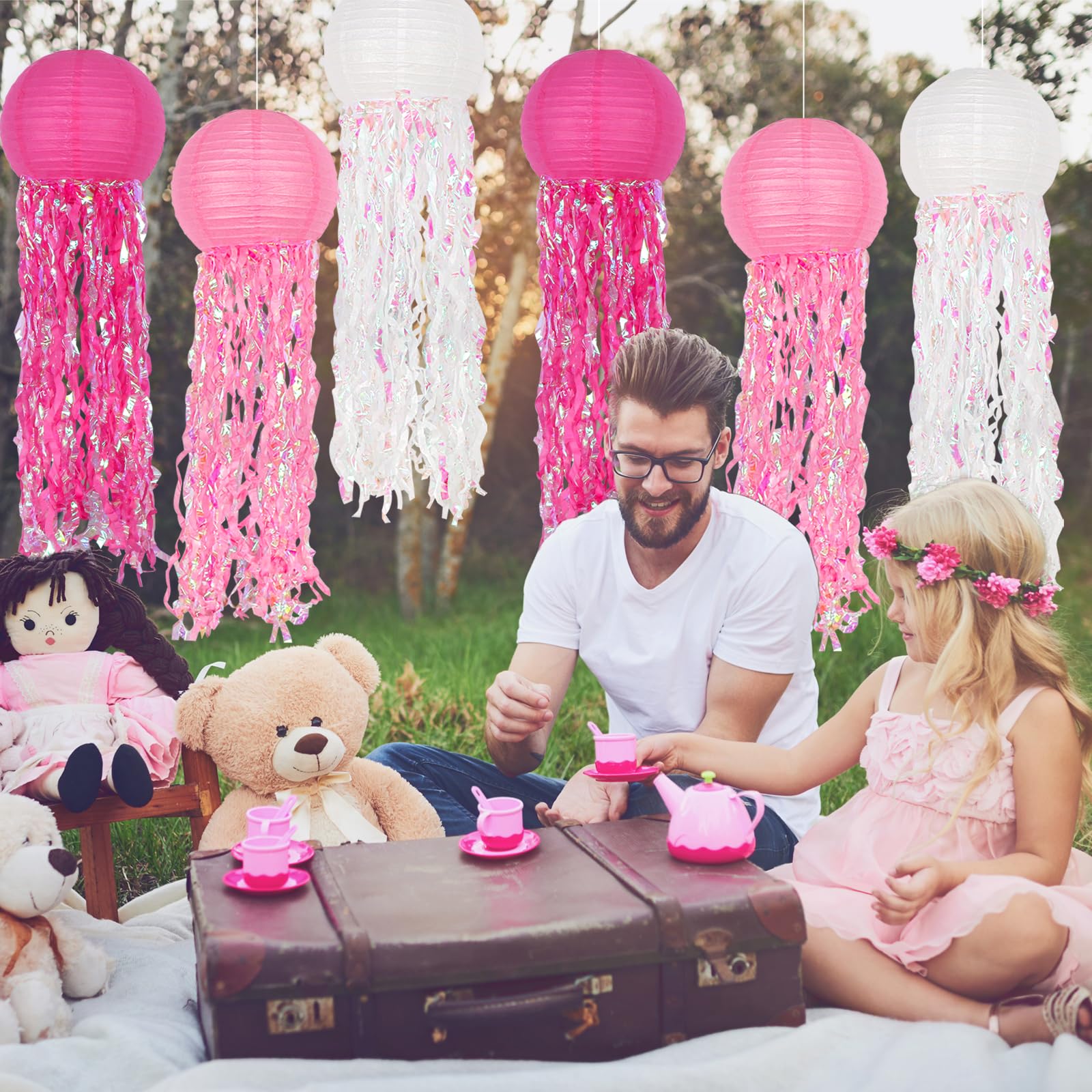 Hanging Jelly Fish Decoration, Pink Jellyfish Paper Lanterns - Jellyfish Decor For Mermaid Theme Party & Under The Sea Ocean Bir