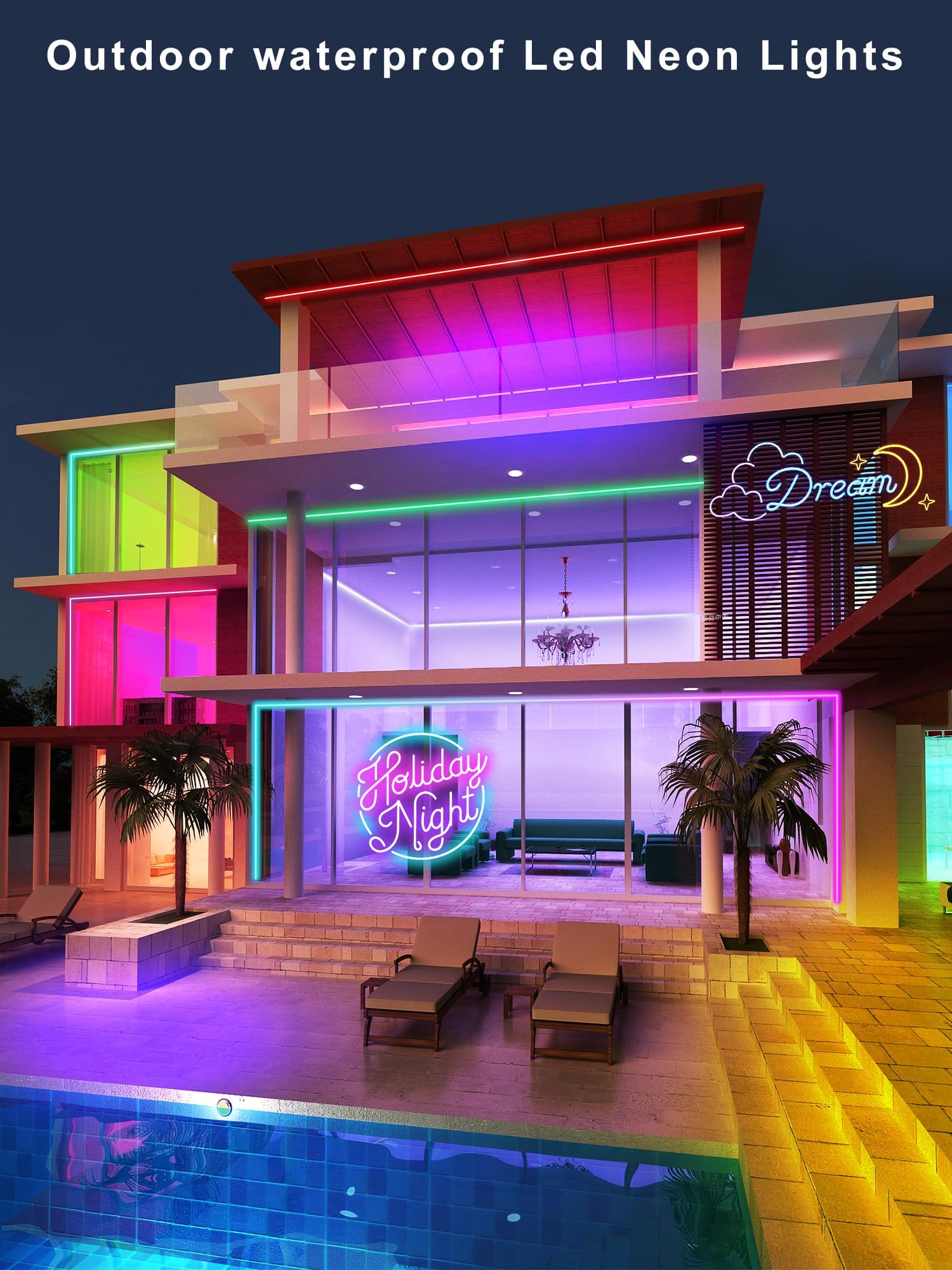 Ledagic 100Ft Led Neon Rope Lights With App And Remote Control, Ip65 Waterproof Neon Strip Lights For Outdoor Indoor, Diy Design Flexible Led Rope Lights For Bedroom, Living, Gaming, Party Decor