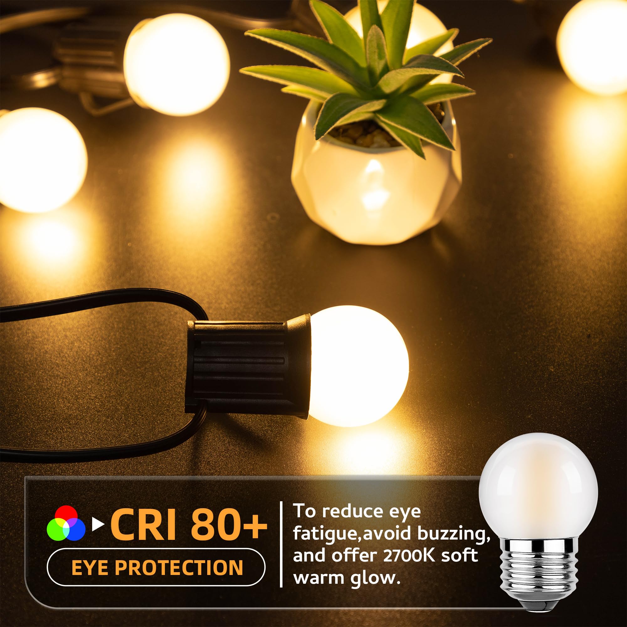Sphoon Dimmable G40 LED Bulbs, 6W Frosted Glass, Soft Warm White 2700K, 800LM, Pack of 4, E26 Standard Base