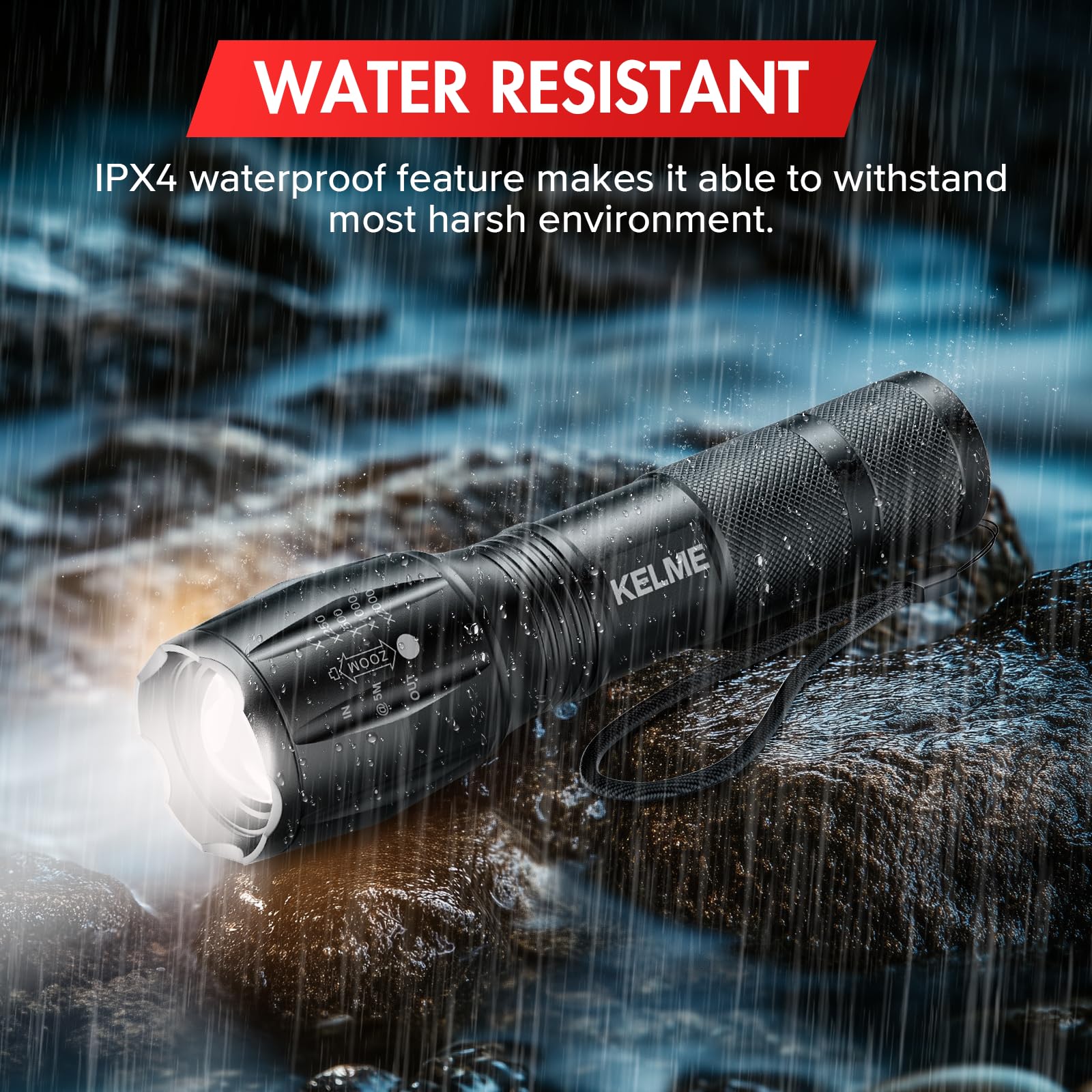 Kelme 3 Pack Flashlights High Lumens, Powerful Tactical Flashlights With 5 Modes, Zoomable Small Led Flashlight Waterproof Handh