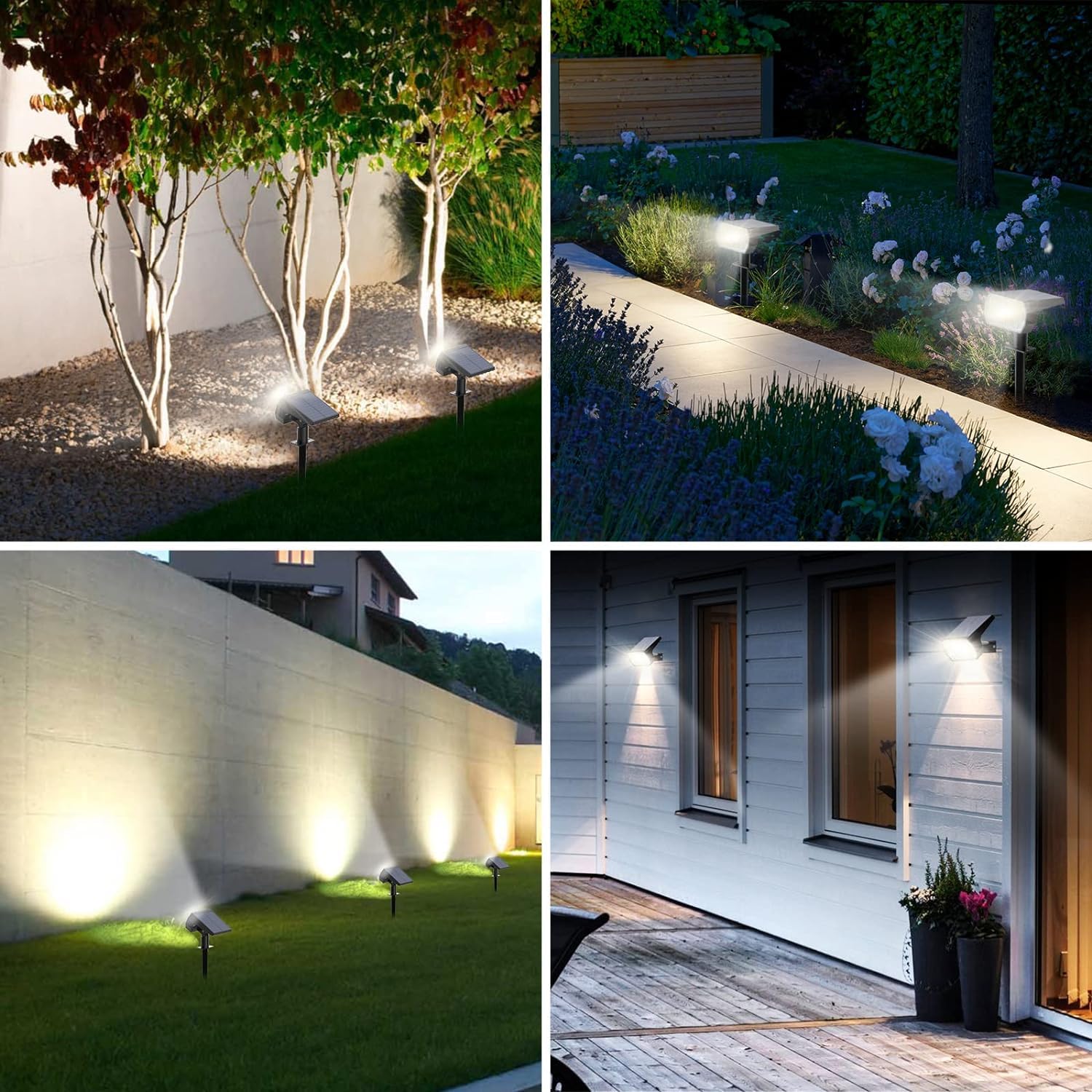Fratink Solar Spot Lights Outdoor 2-in-1, IP65 Waterproof, 52 LED, 3 Lighting Modes, 4 Pack, Cool White, Model HD-M-0030
