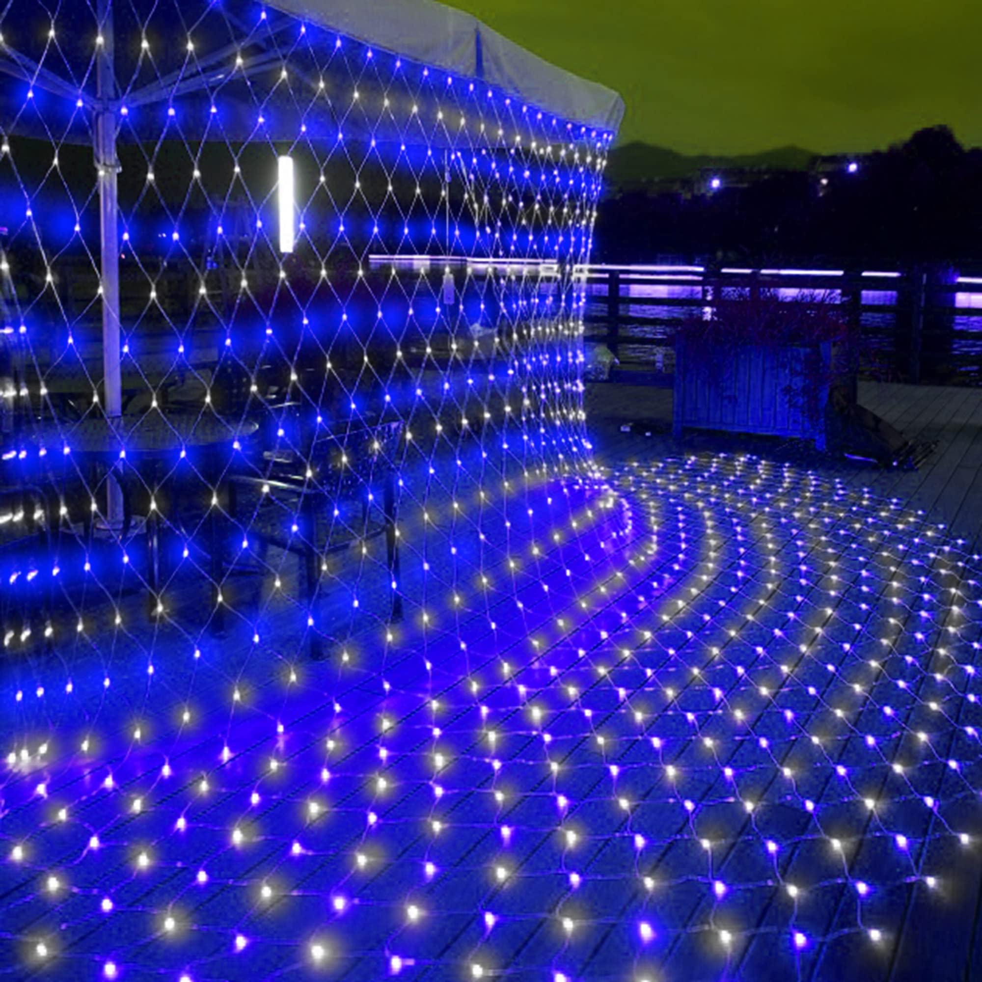 Weillsnow 198 Led Net Lights, 9.8Ft X 6.6Ft, Blue & White, 8 Tw