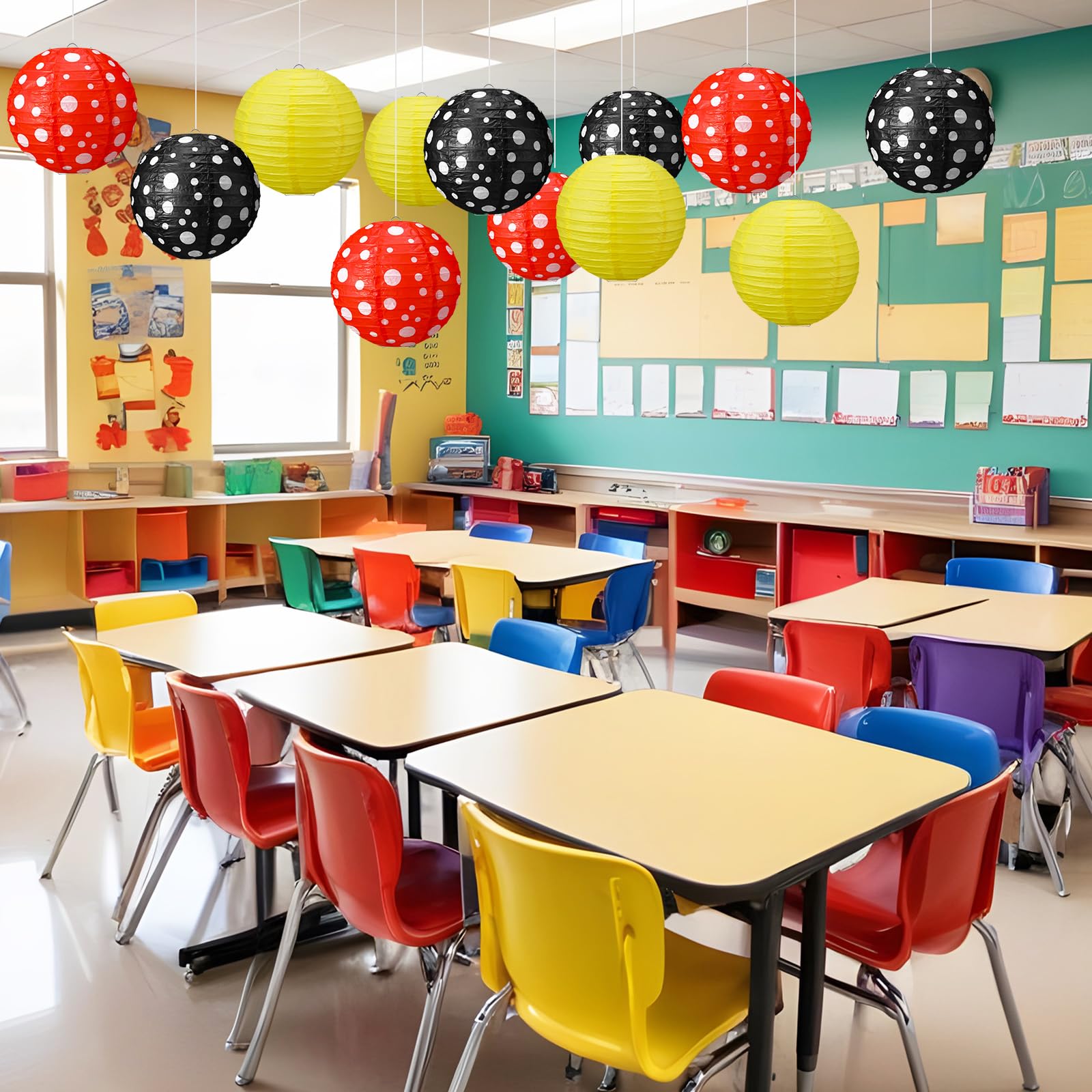 Baquler 12 Pcs Mouse Paper Lanterns Classroom Decor Back To School Red And Black Classroom Decoration Mouse Party Decoration 7.9
