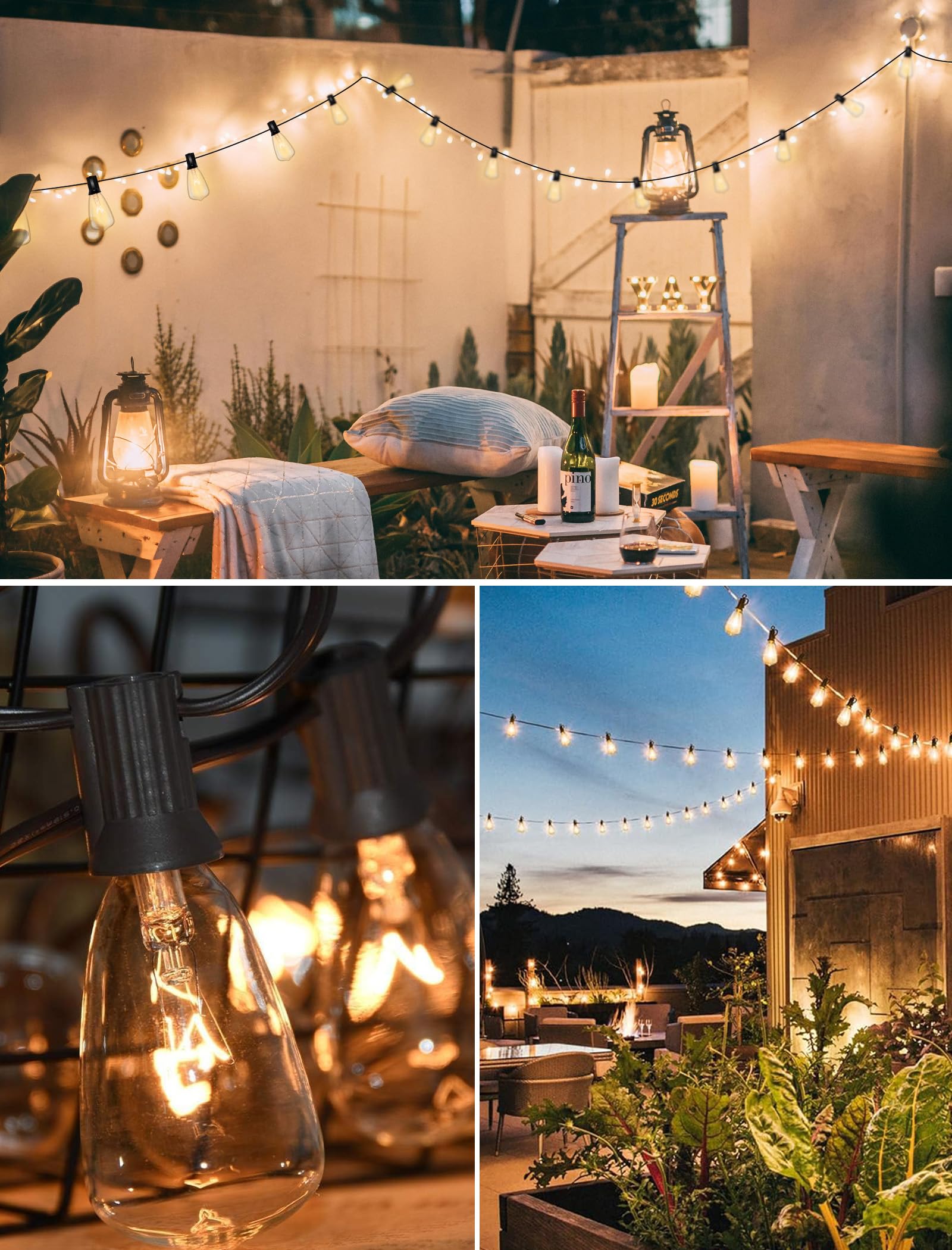 Romasaty 10-Pack St35 Light Bulbs Replacement Edison Clear Bulbs -5 Watts C7/E12 Screw Base For Indoor/Outdoor Patio String Ligh