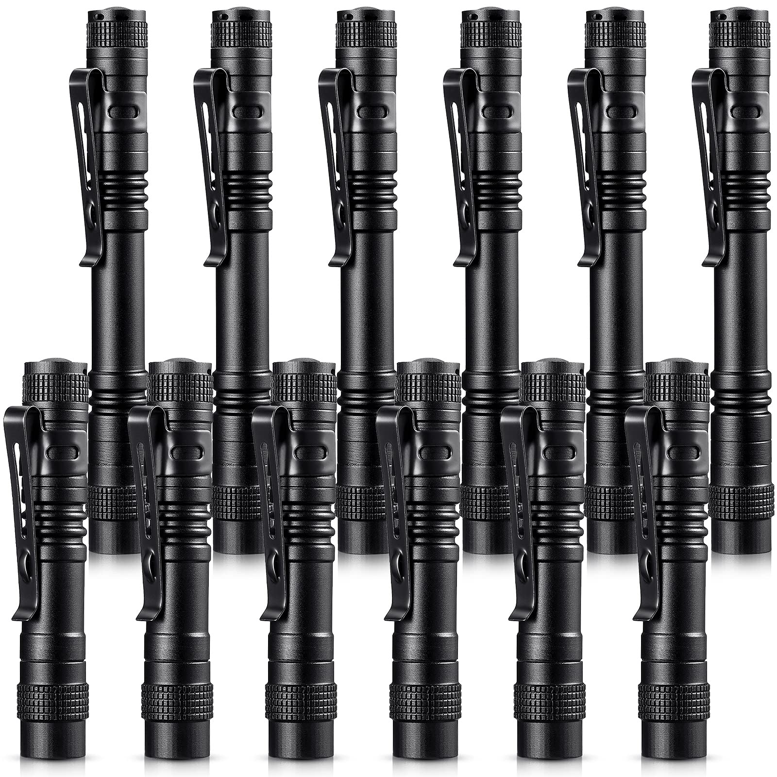 Honoson LED Pocket Pen Light Flashlight, Mini Handheld, Aluminum, Black, Model: Honoson-Pen Lights -06, 12 Pieces