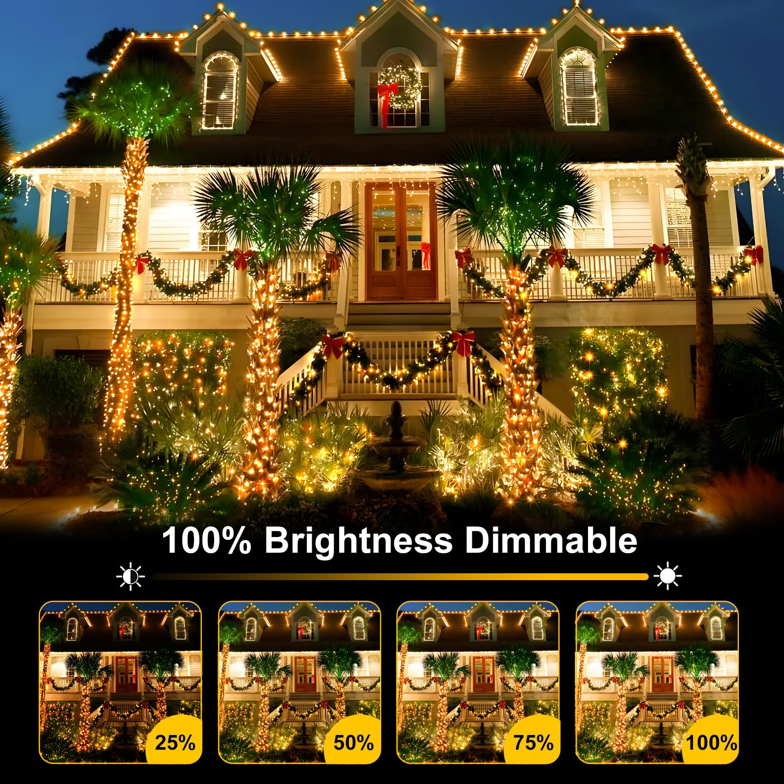 Xurisen Christmas Lights, 403Ft 1000 Led Color Changing String Lights Waterproof Plug In Tree Lights With 11 Modes Remote Contro