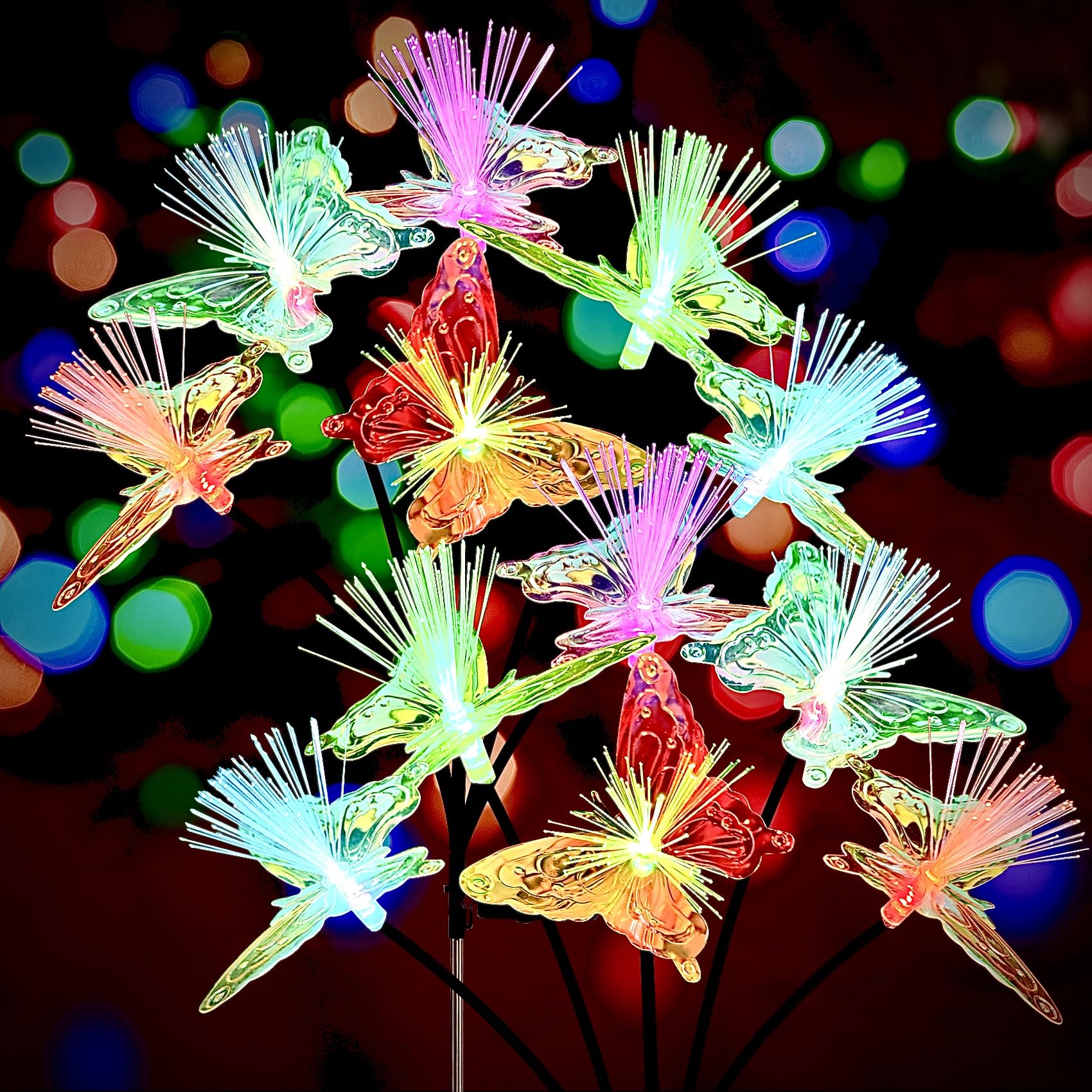 JJGoo 2 Pack Solar Garden Lights, Solar Butterfly Swaying Light for Outside, New Upgraded Outdoor Waterproof Light for Garden Pa