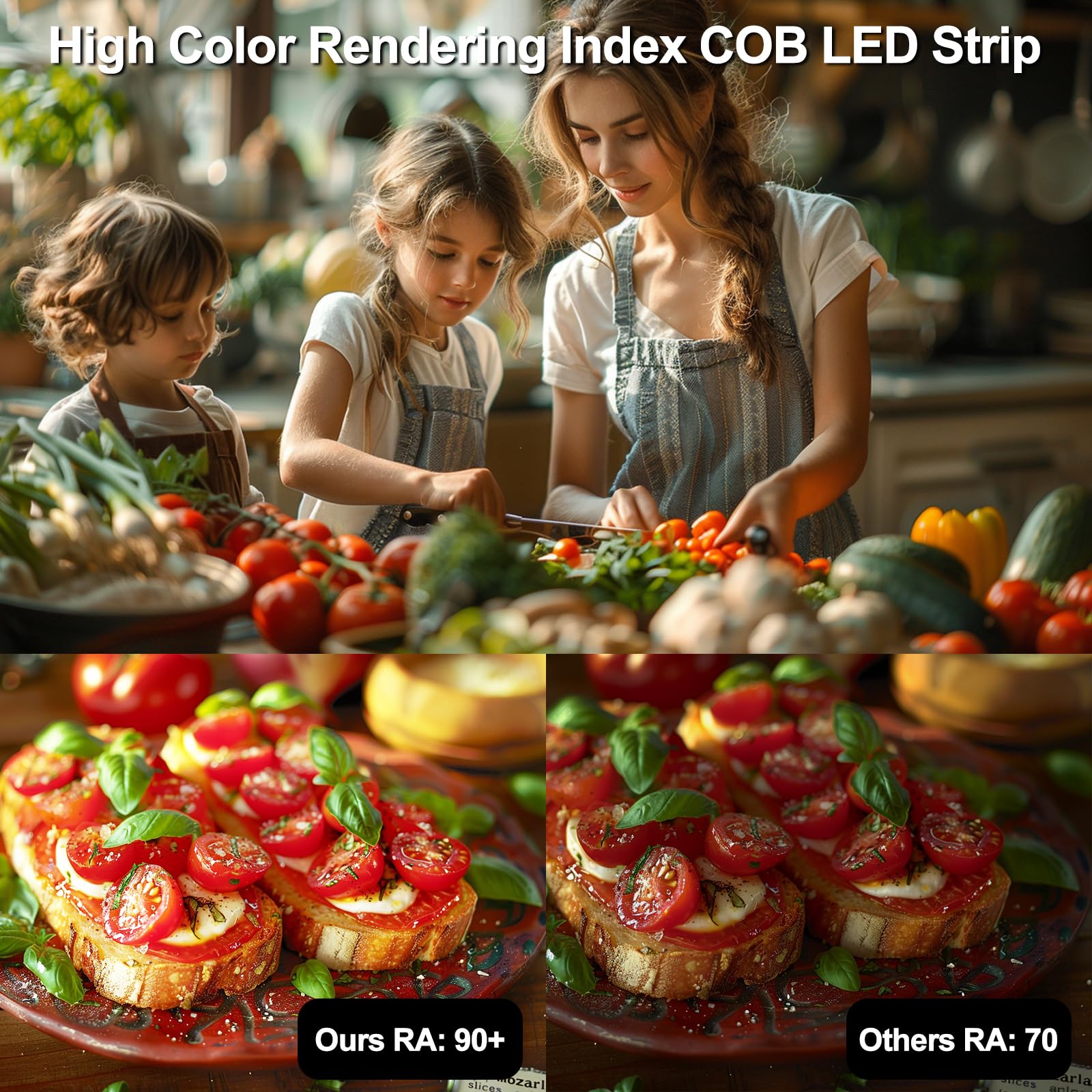 Led Strip Lights 24V Cob Led Daylight White 6000K Super Bright Led16.4Ft Dotless High Density Cuttable Flexible For Home Diy White Commercial Lighting Projects (Power Supply & Dimmer Not Included)