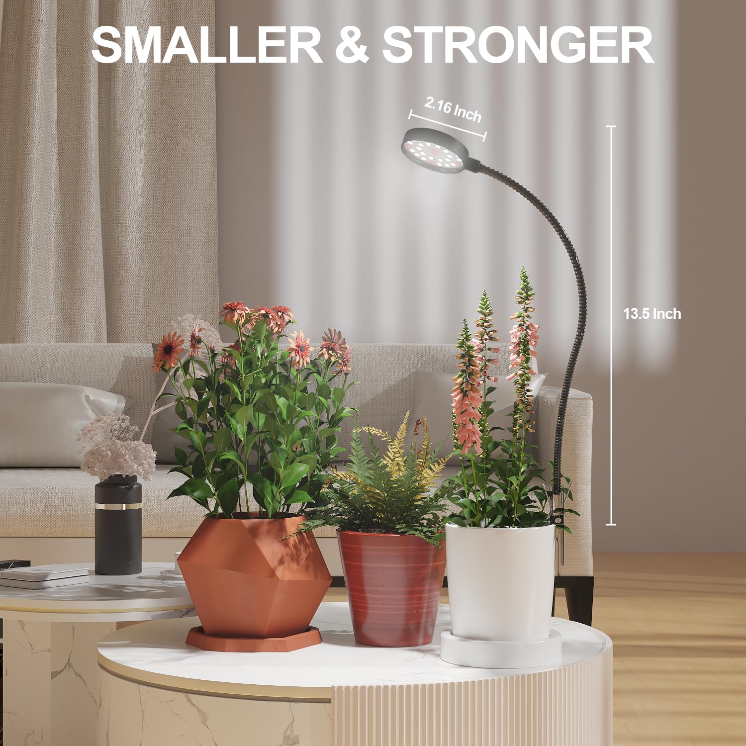 Gytf Led Grow Light, 6000K White Full Spectrum Pot Plant Light For Indoor Plants, Gooseneck Clip-On Plant Lamp With Dimmable, Au