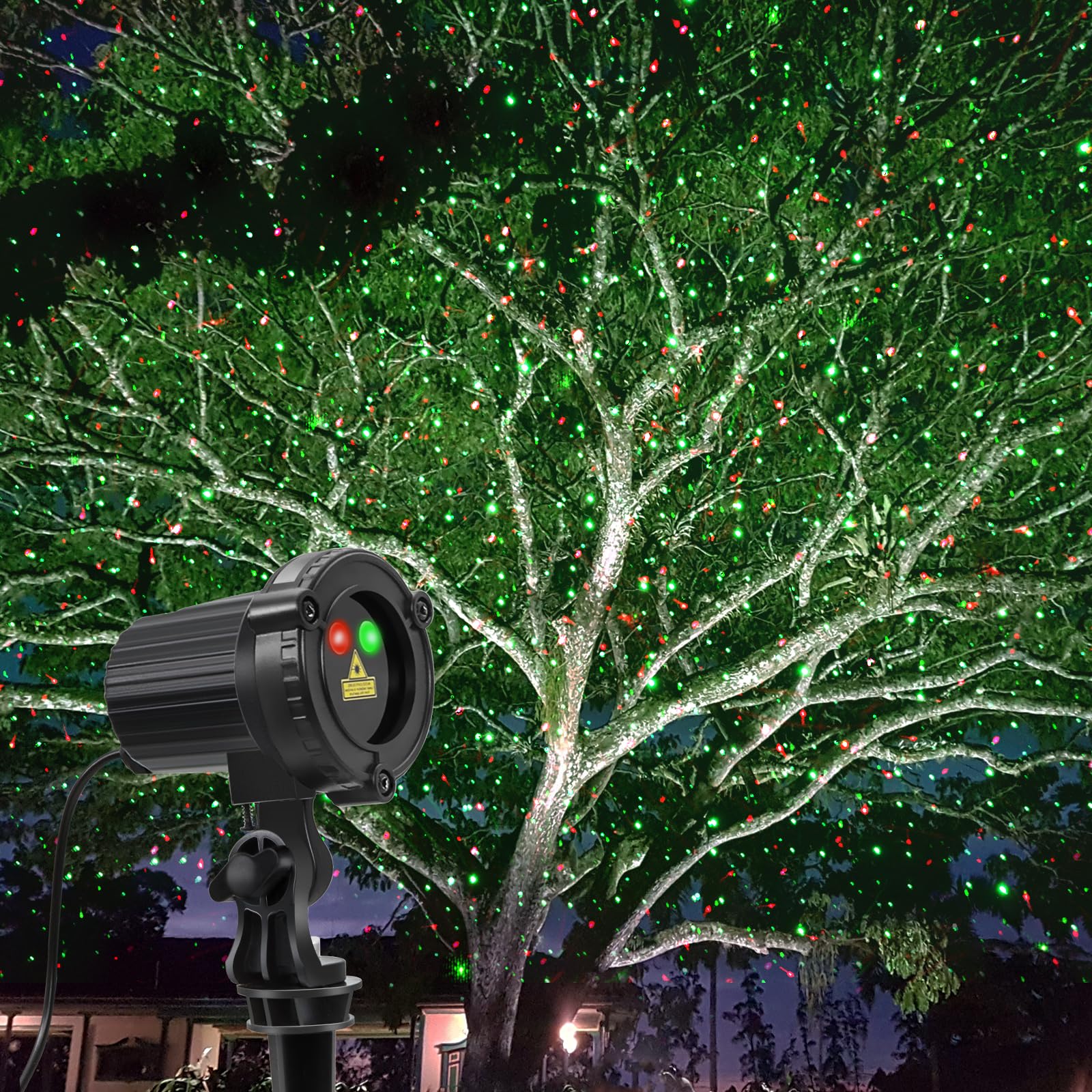 Sunfucan Laser Christmas Projector Lights Outdoor, Outdoor Garden Laser Lights, Landscape Lights With Red And Green Stars, Ip65 Waterproof,Cold Resistant. Suitable For Holiday, Party, Garden Decorati