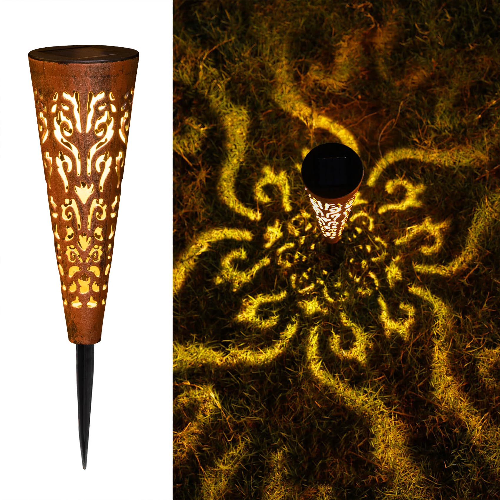 Go2garden 6Pcs Solar Garden Lights Outdoor Decorative Stakes Vintage Copper Lawn Ornament