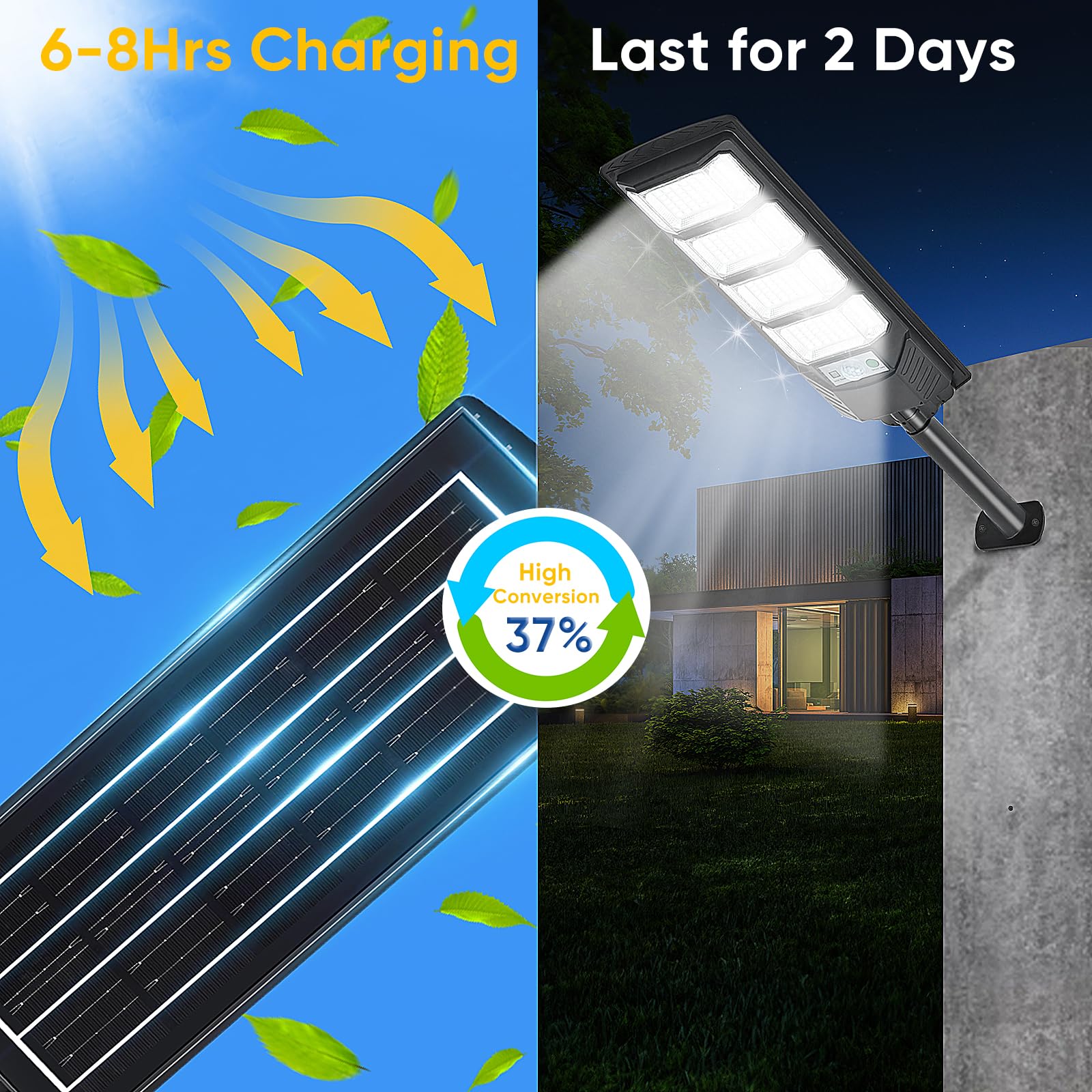 2 Pack Solar Street Lights Outdoor Waterproof,6500K 10000Lm 5730Msd Leds Solar Parking Lot Lights Dusk To Dawn, Solar Flood Ligh