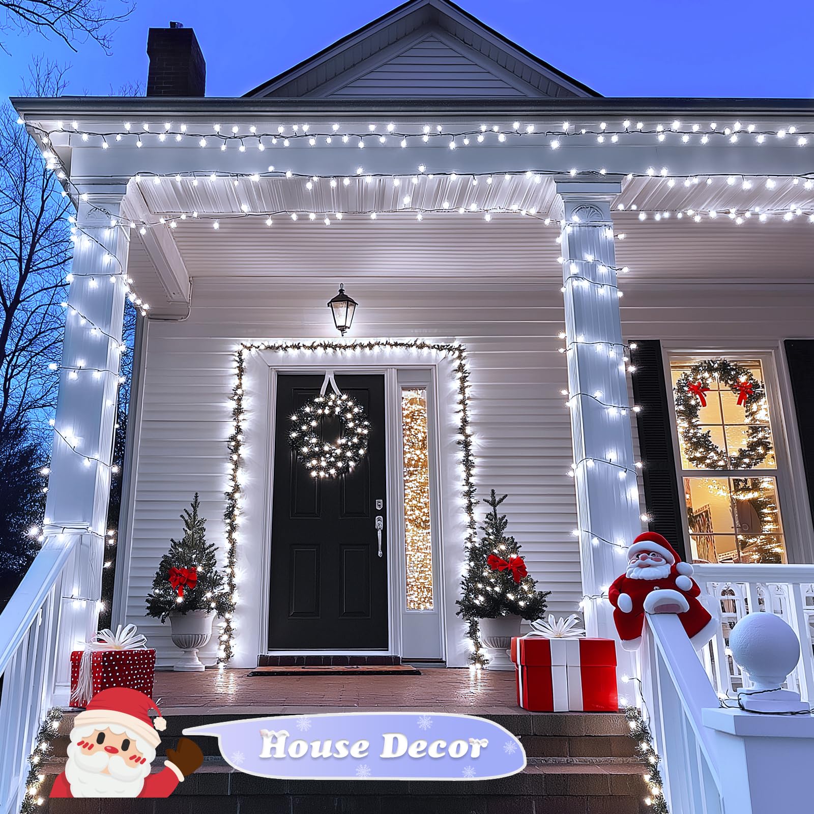 Jmexsuss 500 Led White Christmas Lights Outdoor, 173Ft 8 Modes Led Christmas Lights, Waterproof White String Light For Tree Hous