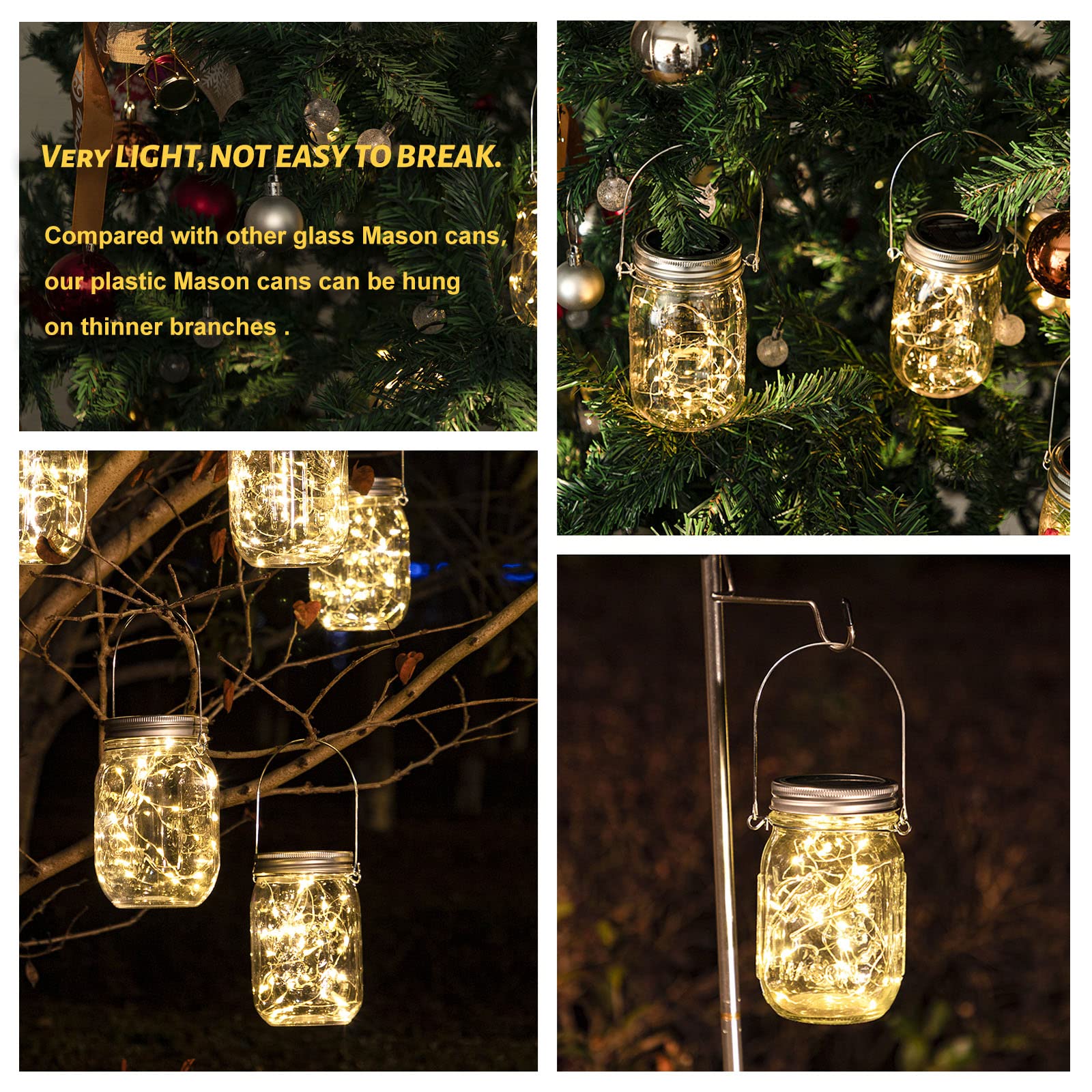 Hxweiye 8 Pack Solar Mason Jar Lights Lanterns,Jars & Hangers Included,30Led Waterproof Hanging Outdoor Fairy Lights For Patio G