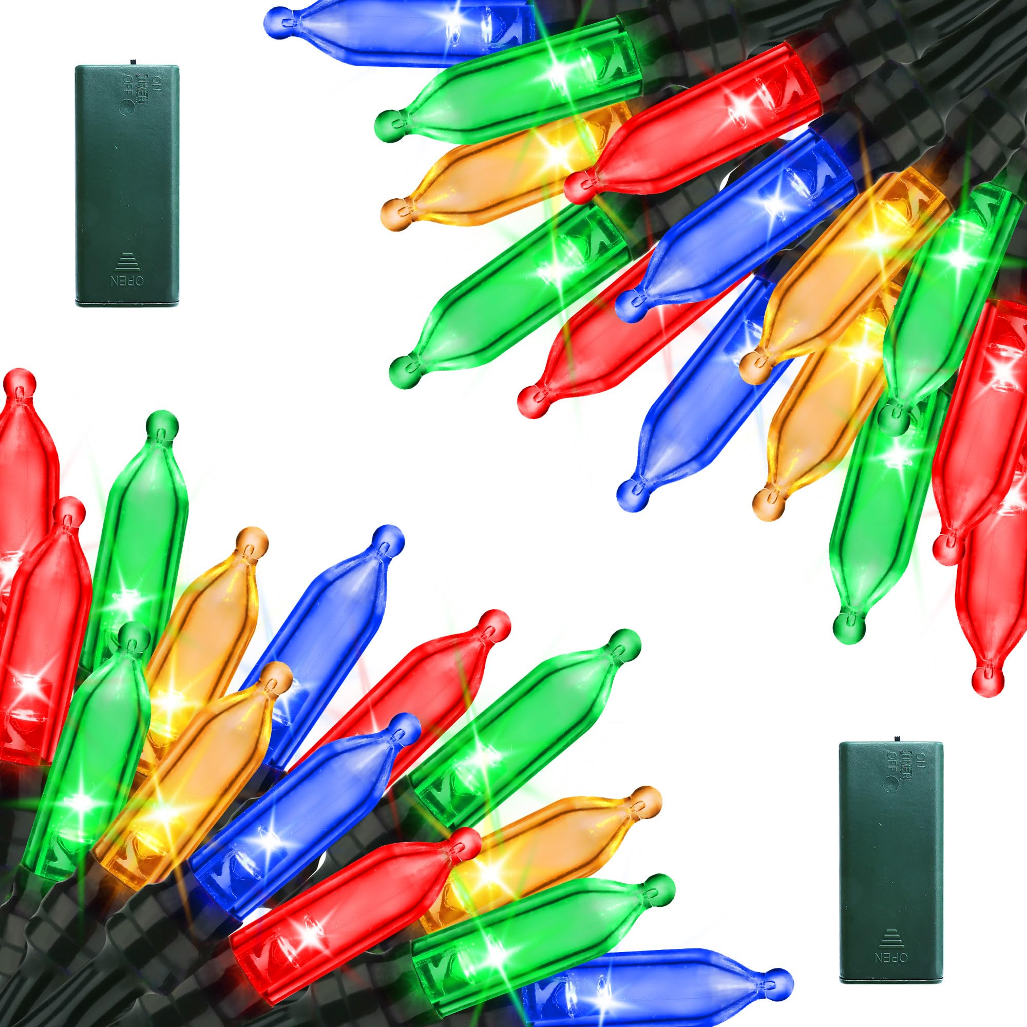 Lomotech Battery Operated Christmas Lights - 2 Pack Total 16ft 50LEDs Battery Mini String Lights with Timer for Home, Garden, Pa