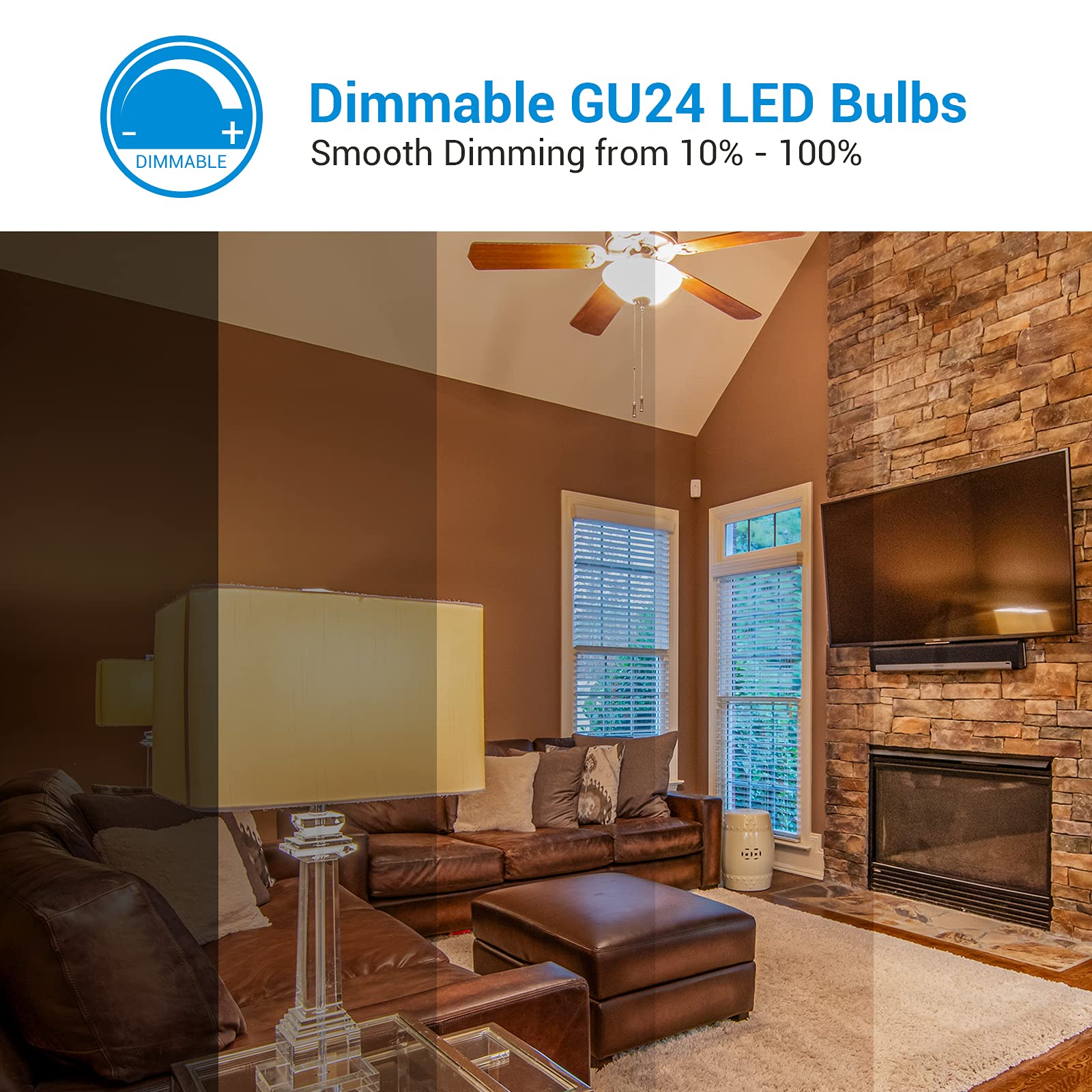 DEWENWILS GU24 LED Light Bulb, 60W Equivalent, Dimmable, 9W 800 Lumens, 2700K Warm White, 4 Pack, Plastic