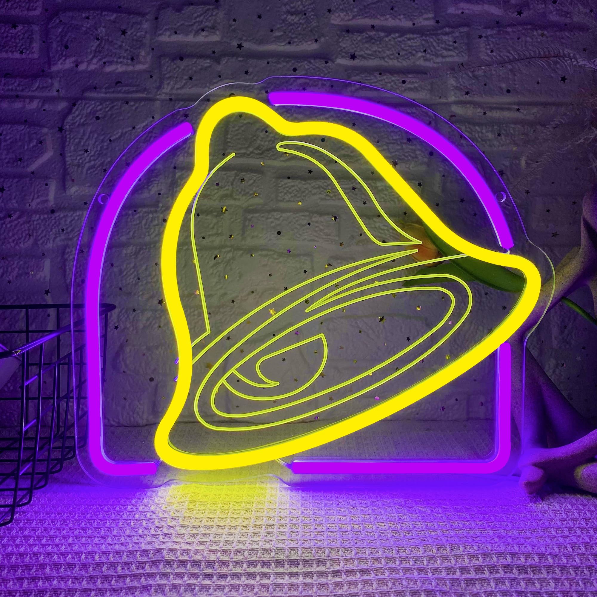 Gippro Taco Neon Sign - Dimmable Wall Decor, USB Powered, 13.3x11.4in, Yellow for Kitchen, Coffee Shop, Mexican Restaurant