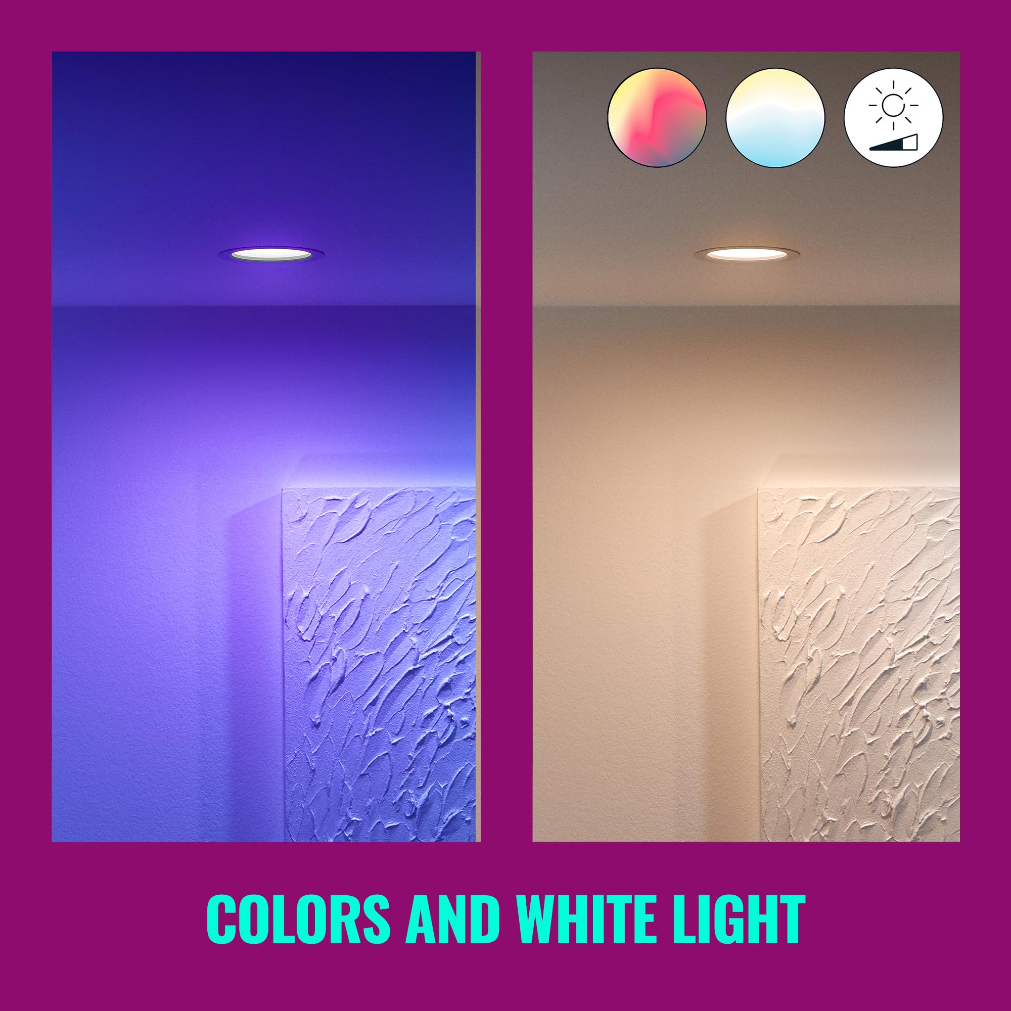 WiZ Connected 6-inch Slim Color Downlight - Indoor Wi-Fi Control - Pack of 1 - 2200K-6500K - Model 604728