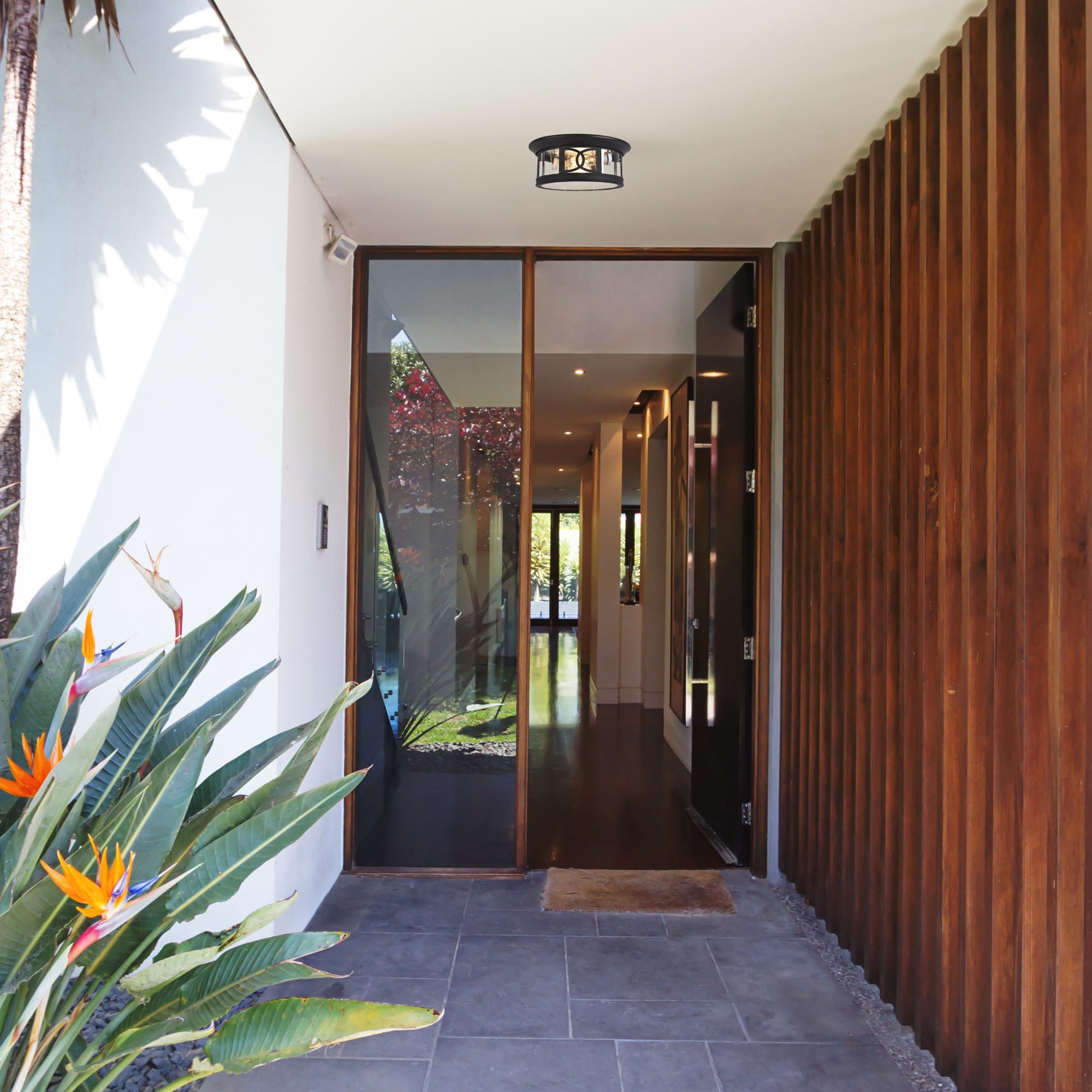 Design House 589002-Blk Summit Traditional Outdoor/Indoor Dimmable Ceiling Light With Clear Glass For Porch Entryway Patio Hallw