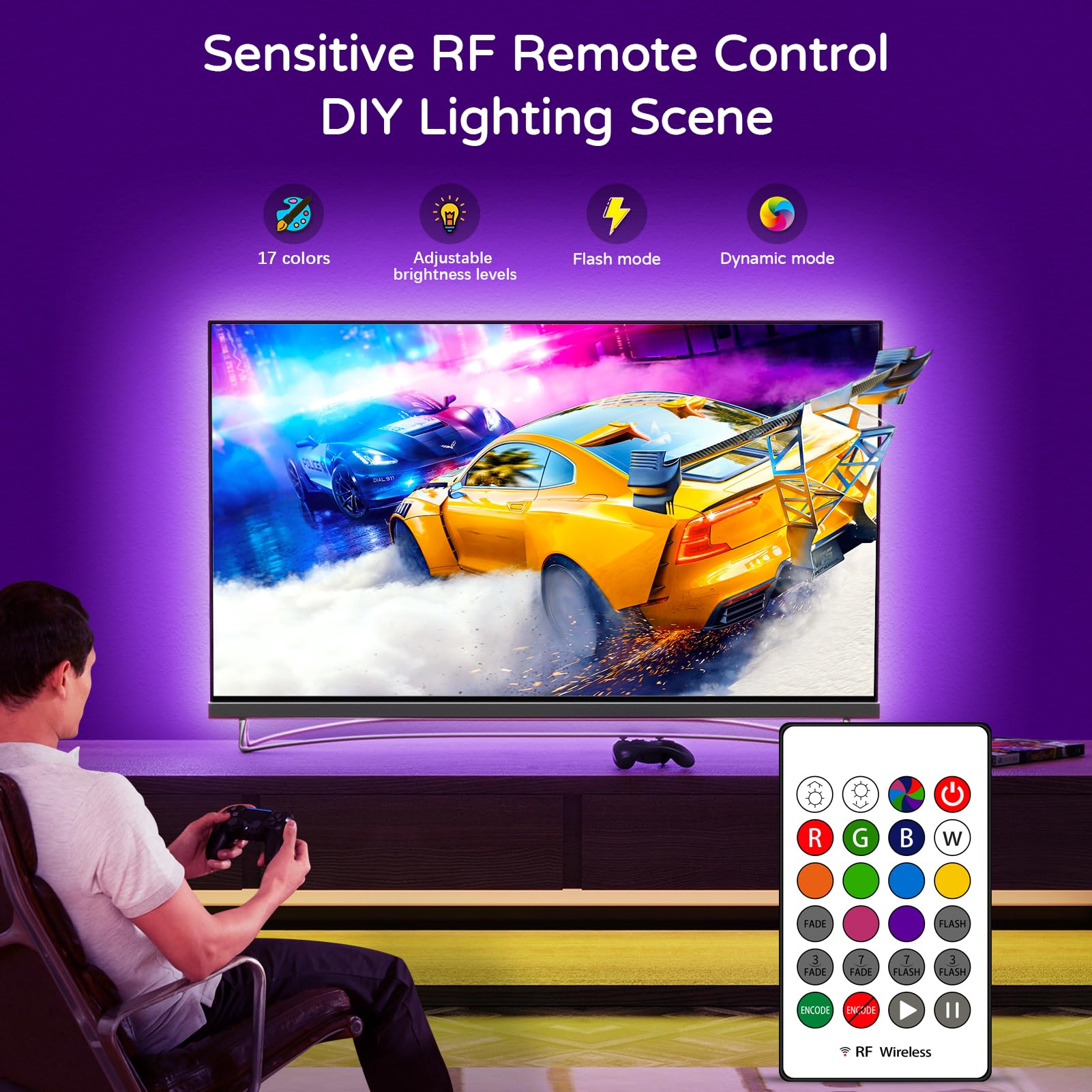 Hamlite Rgb Led Backlight For 85-95 Inch Tvs, Multicolor, Usb Powered, Easy-Bending Design For Home Theater & Gaming Decor