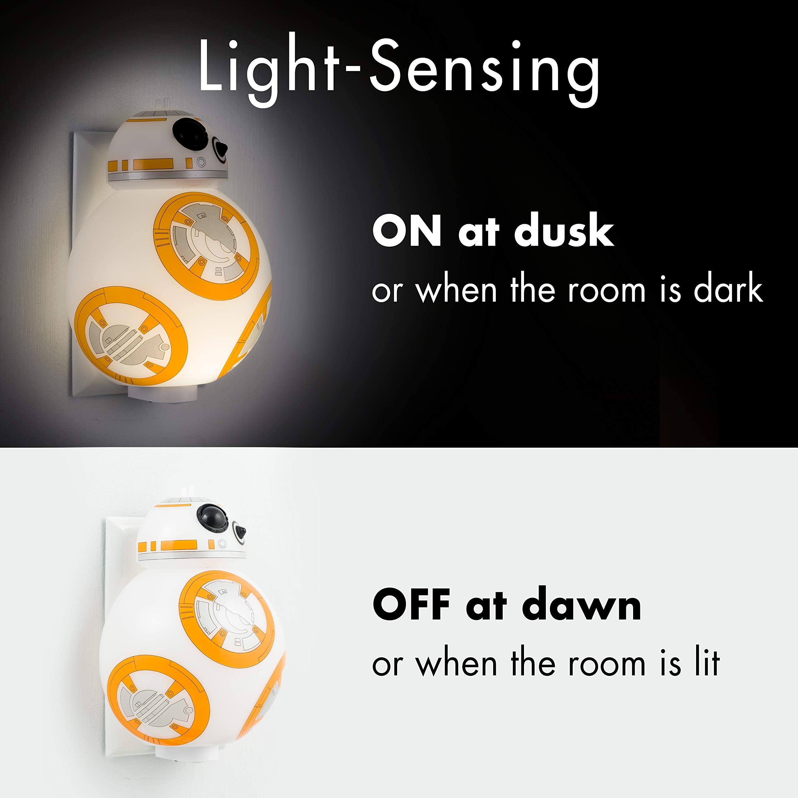 STAR WARS BB-8 LED Night Light, Color Changing, 1 Pack, Model 43429, Dusk-to-Dawn Sensor, White - Ideal for Bedroom, Nursery, Hallway