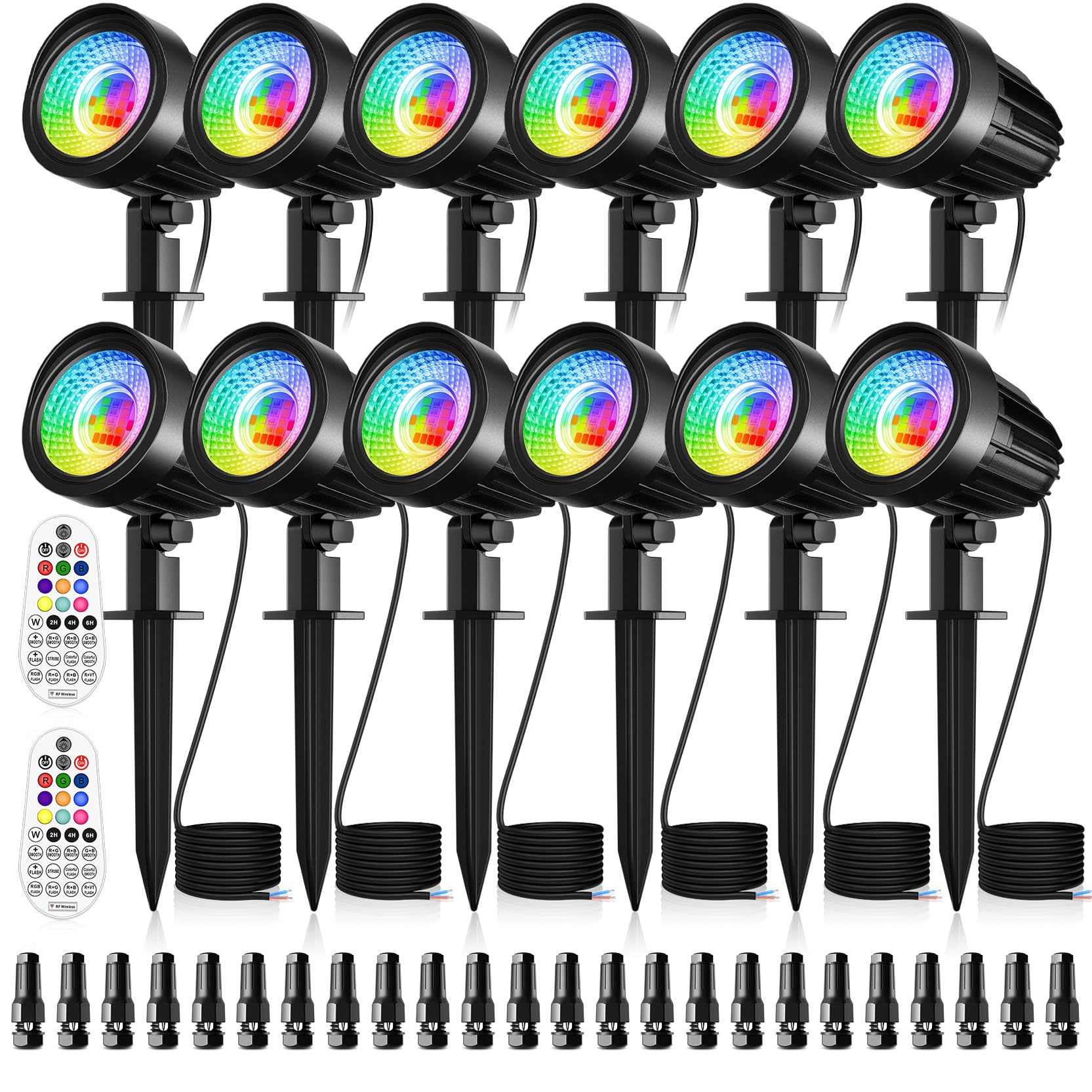 CRODIAL 15W RGB Low Voltage Landscape Lighting, LED Color Changing Landscape Lights with Remote Control, 12V IP66 Waterproof Out
