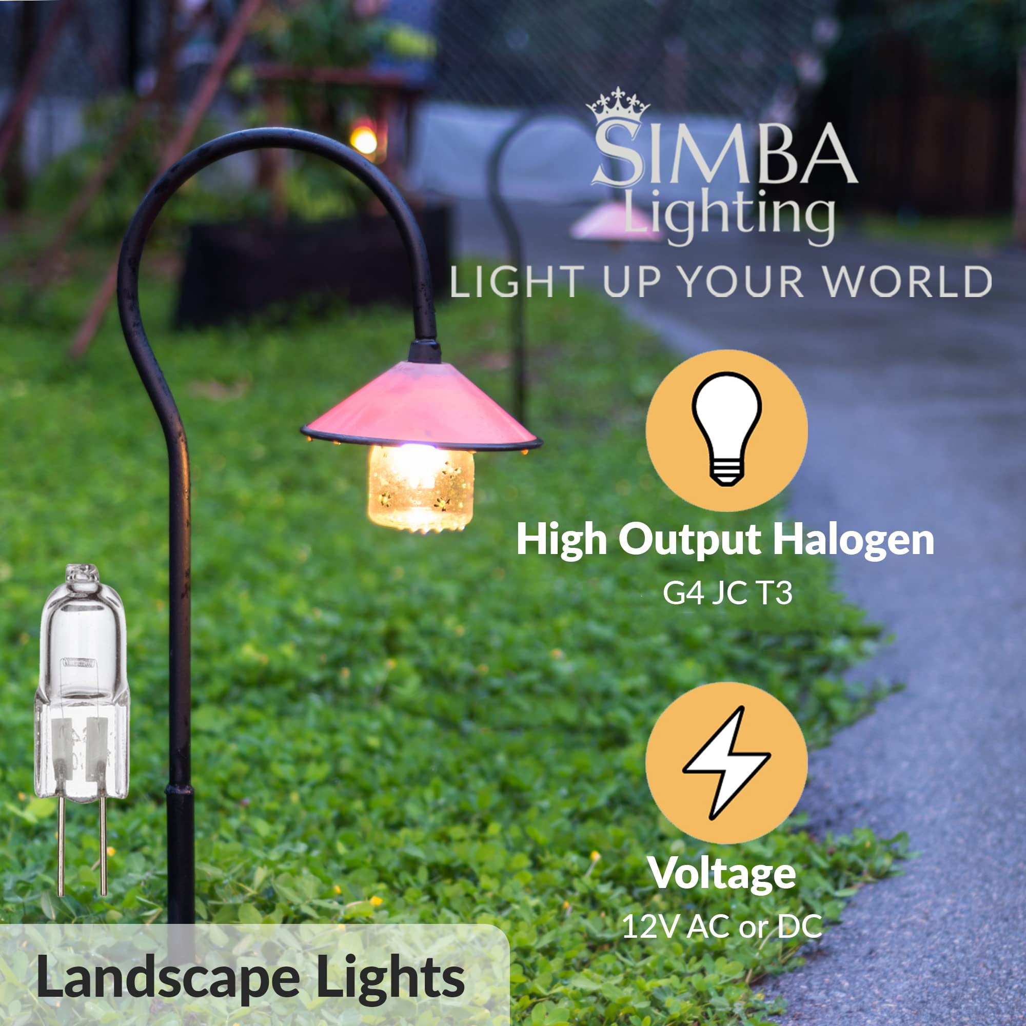 Simba Lighting Halogen G4 T3 20 Watt 280Lm Bi-Pin Bulb (10 Pack) 12 Volt A/C Or D/C For Accent Lights, Under Cabinet Puck Light,
